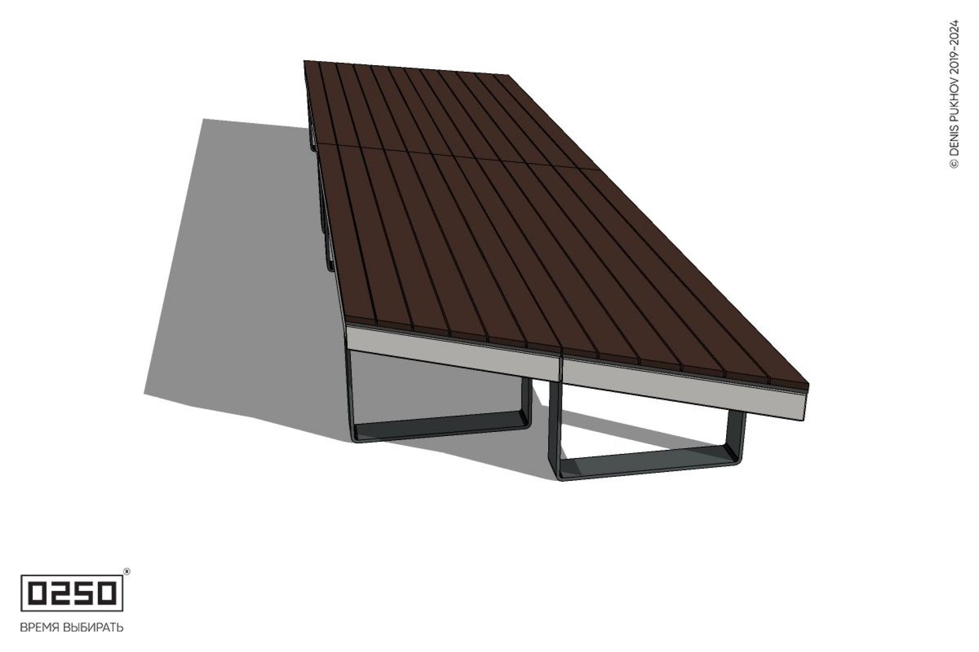 Уличная Скамейка параллелограммная правая двухсторонняя двухпролетная на ножках производство 0250