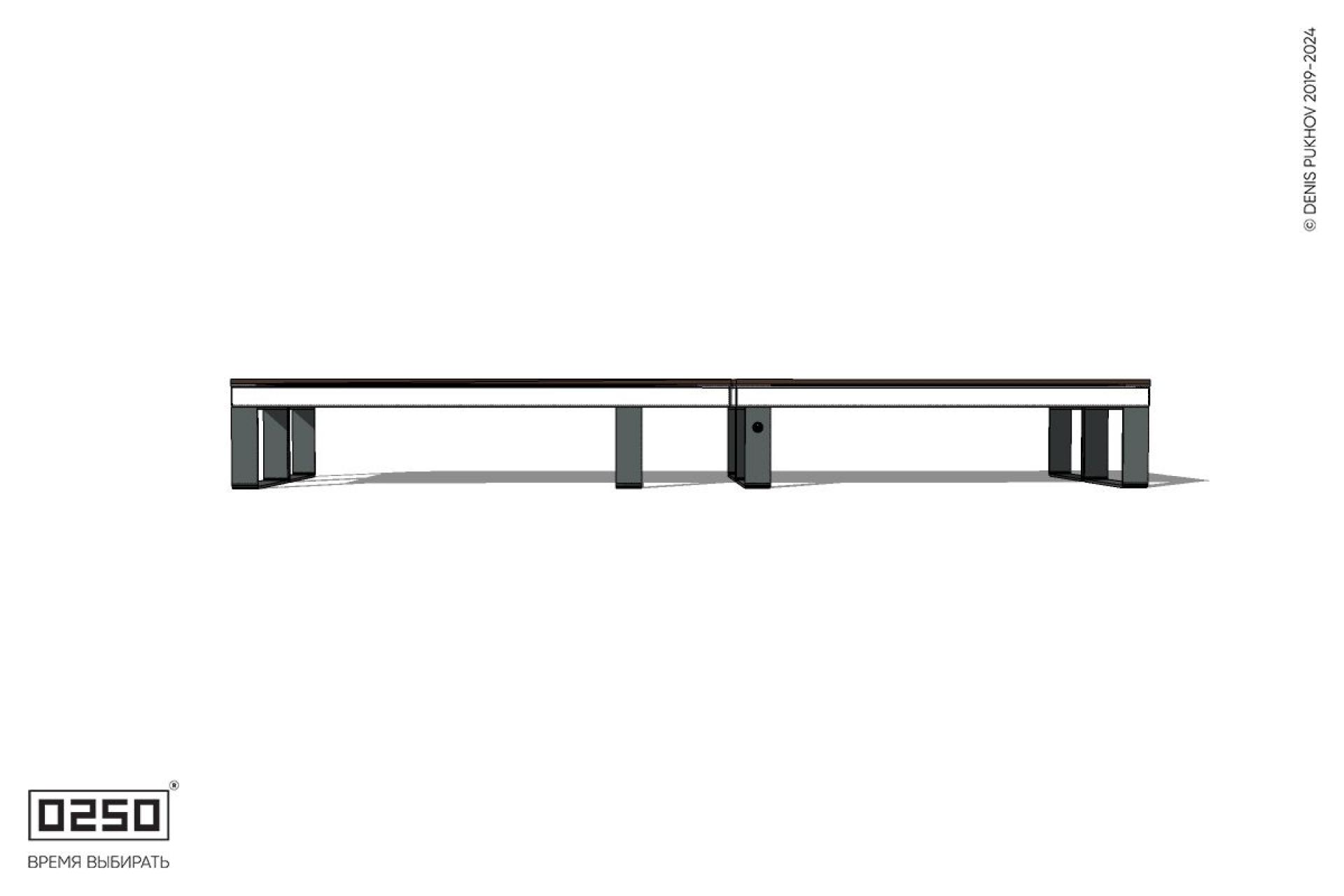 Уличная Скамейка двухсторонняя двухпролетная укороченная на ножках производство 0250 Уличная Скамейка двухсторонняя двухпролетная укороченная на ножках производство 0250