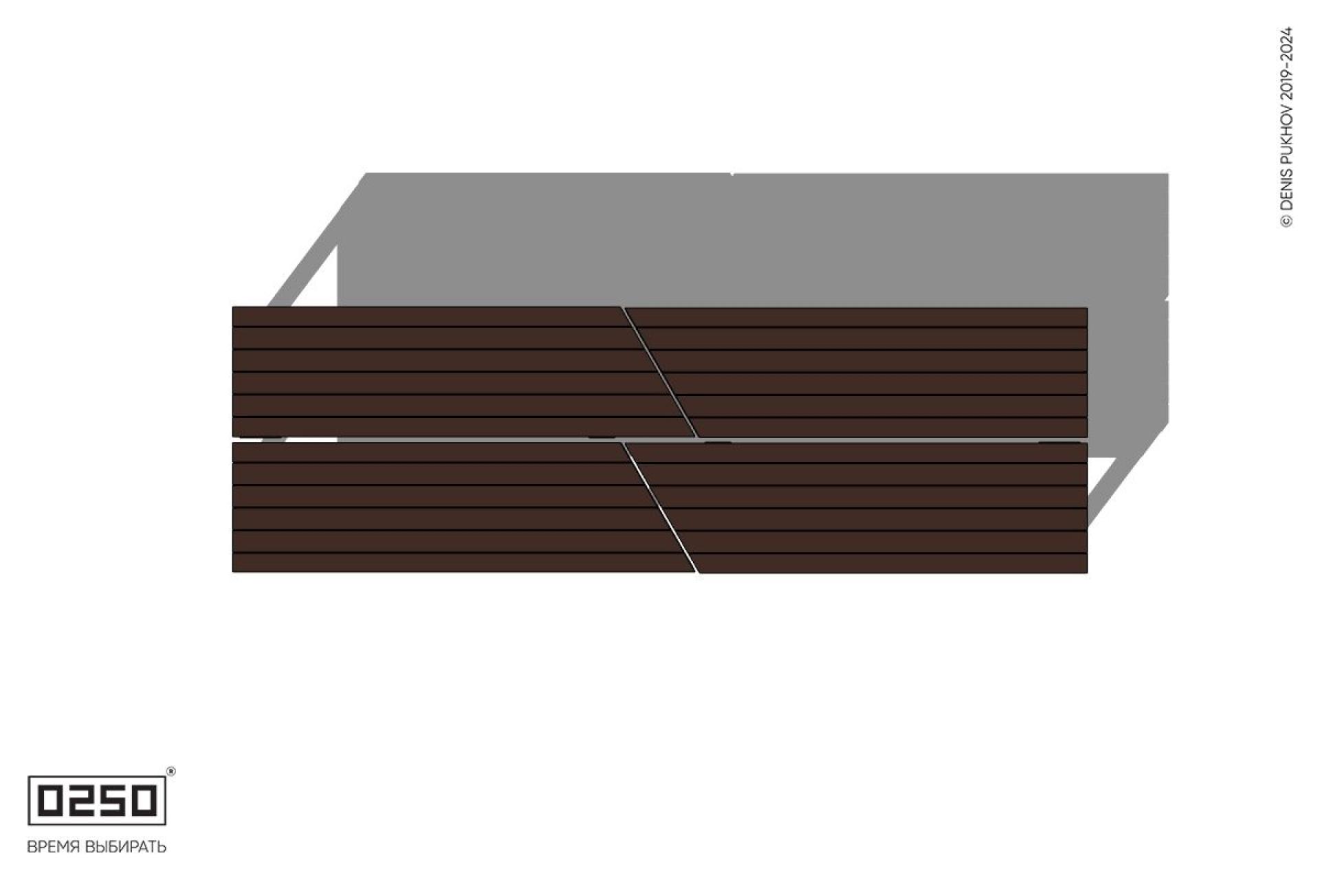 Скамейка двухсторонняя двухпролетная укороченная на ножках Уличная Скамейка двухсторонняя двухпролетная укороченная на ножках производство 0250, module