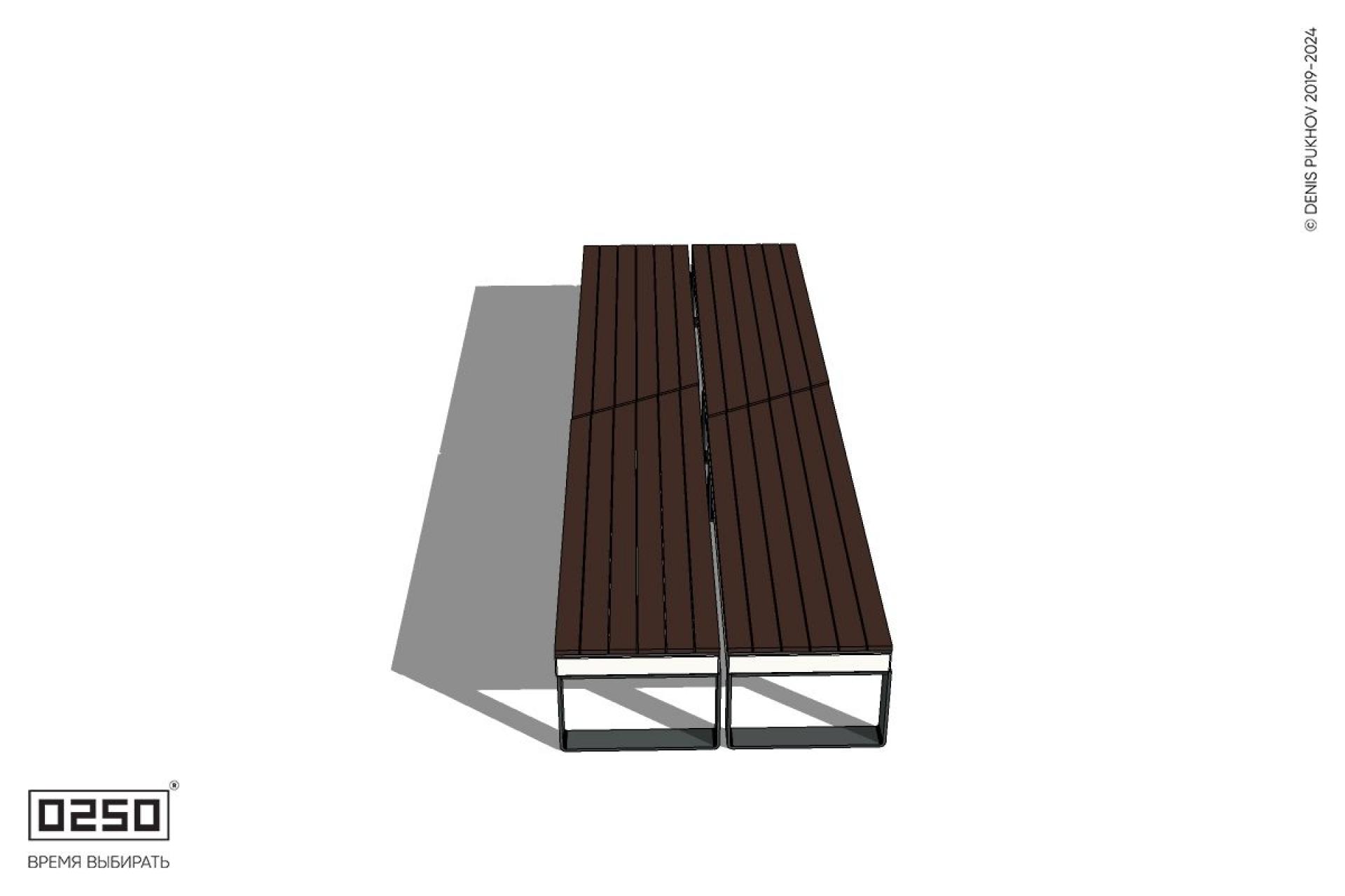 Уличная Скамейка двухсторонняя двухпролетная укороченная на ножках производство 0250 Уличная Скамейка двухсторонняя двухпролетная укороченная на ножках производство 0250