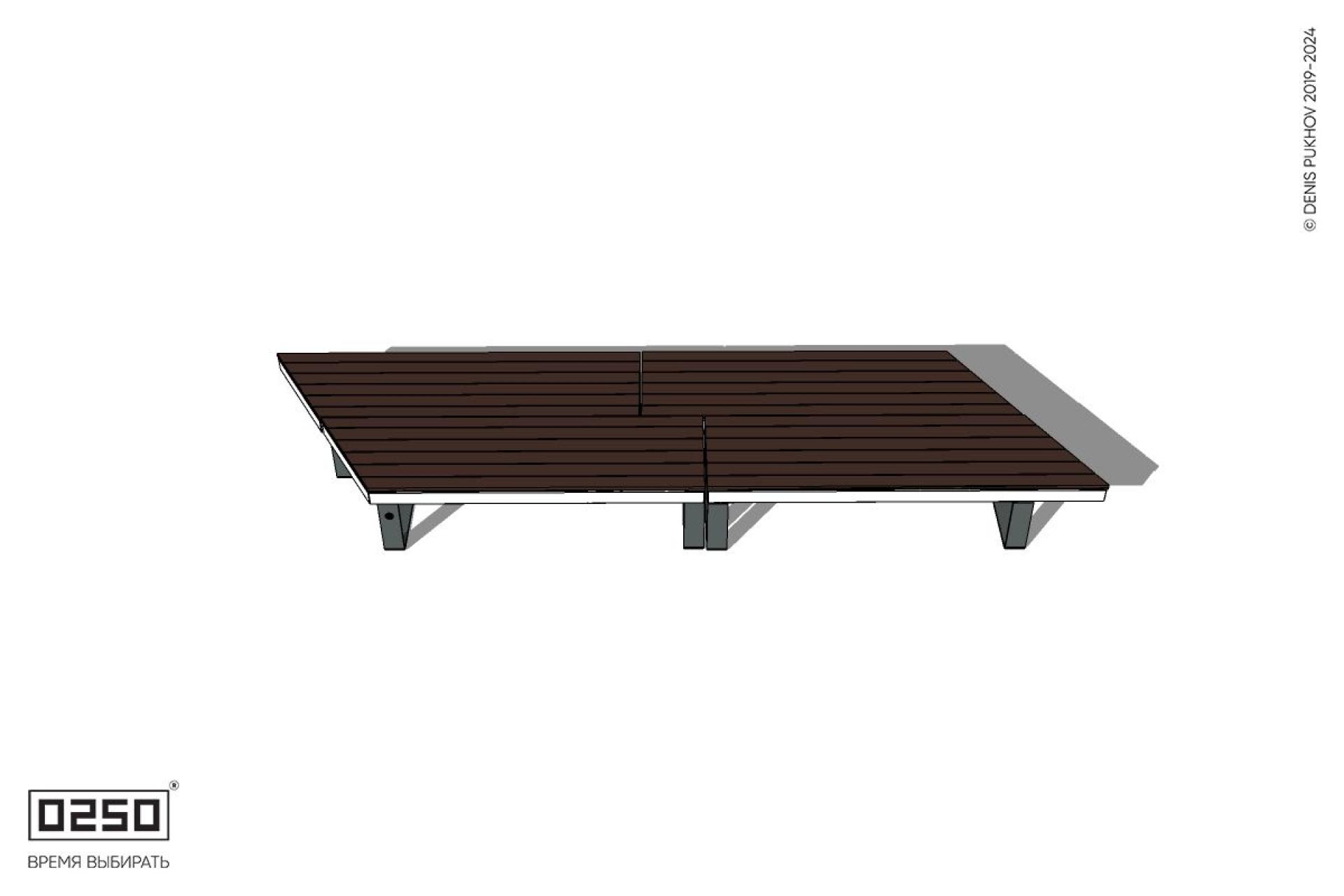 Уличная Скамейка параллелограммная левая двухсторонняя двухпролетная  укороченная на ножках производство 0250