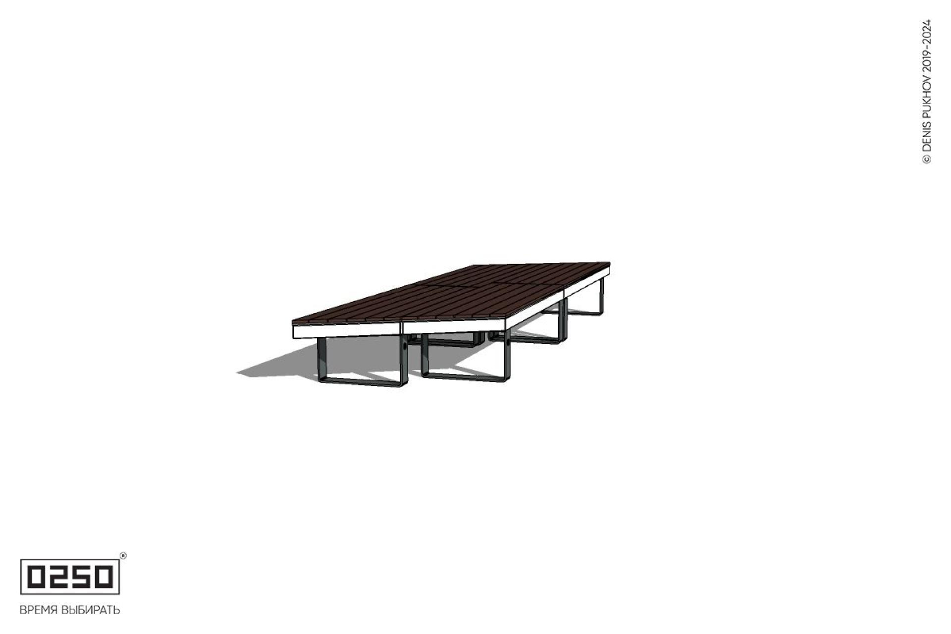 Уличная Скамейка параллелограммная левая двухсторонняя двухпролетная  укороченная на ножках производство 0250