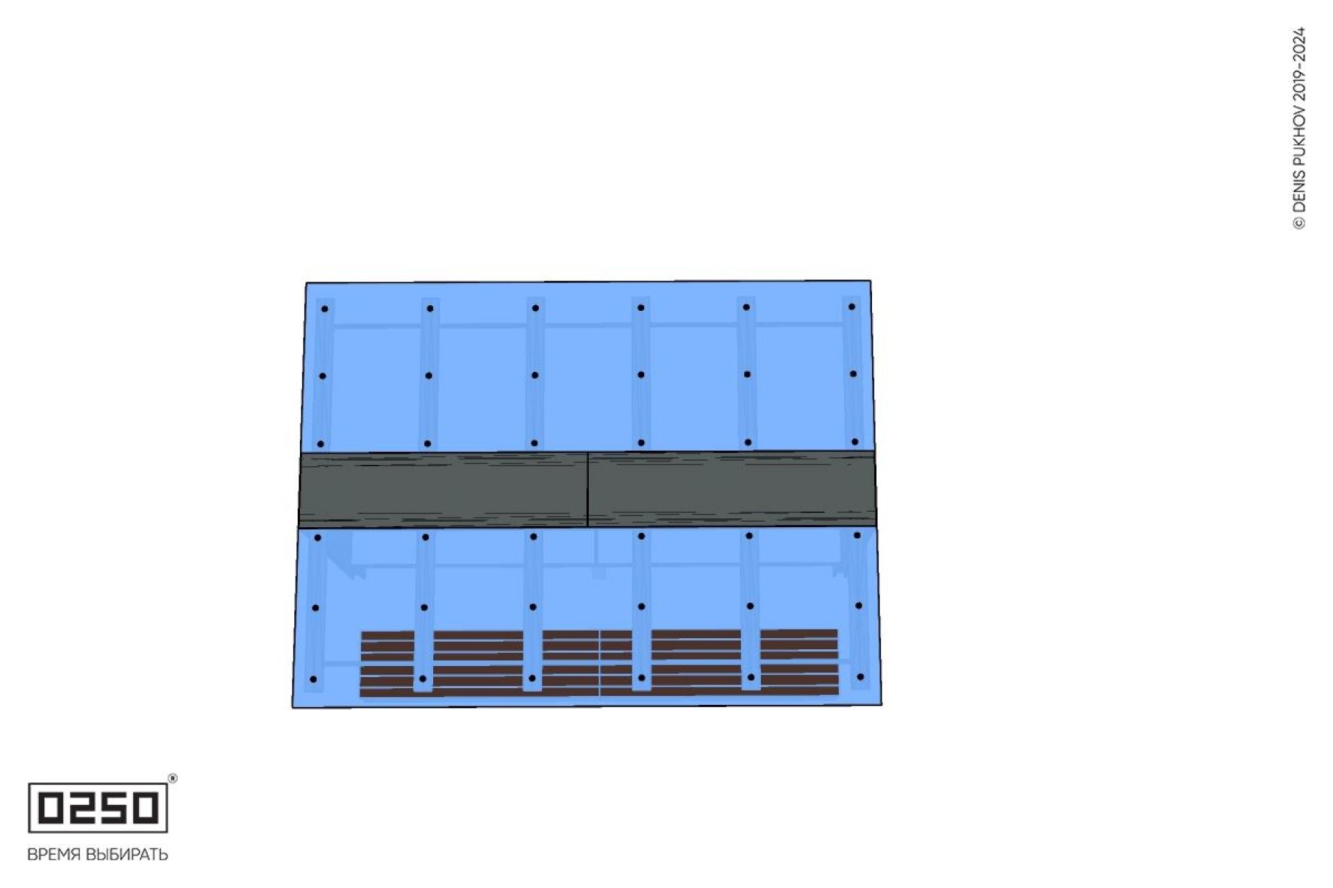 Уличная Скамейка двухпролетная на блоке с навесом Портал со столом производство 0250