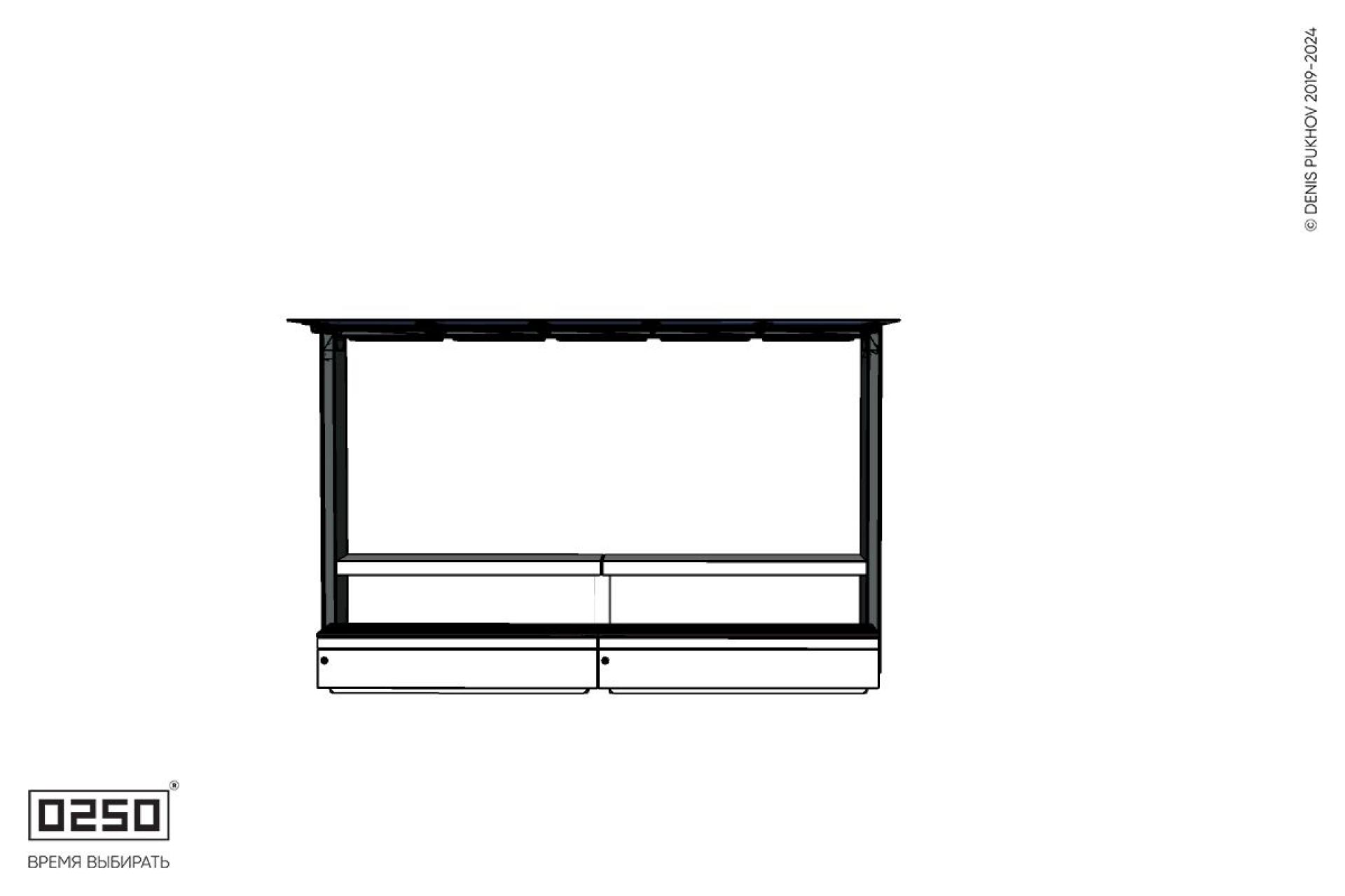 Уличная Скамейка двухпролетная на блоке с навесом Портал со столом производство 0250, modul+