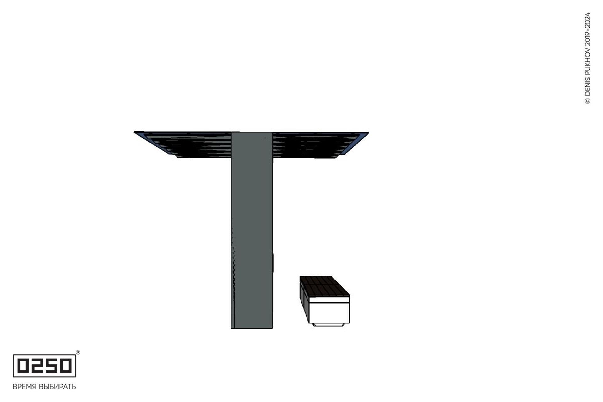 Уличная Скамейка двухпролетная на блоке с навесом Портал со столом производство 0250