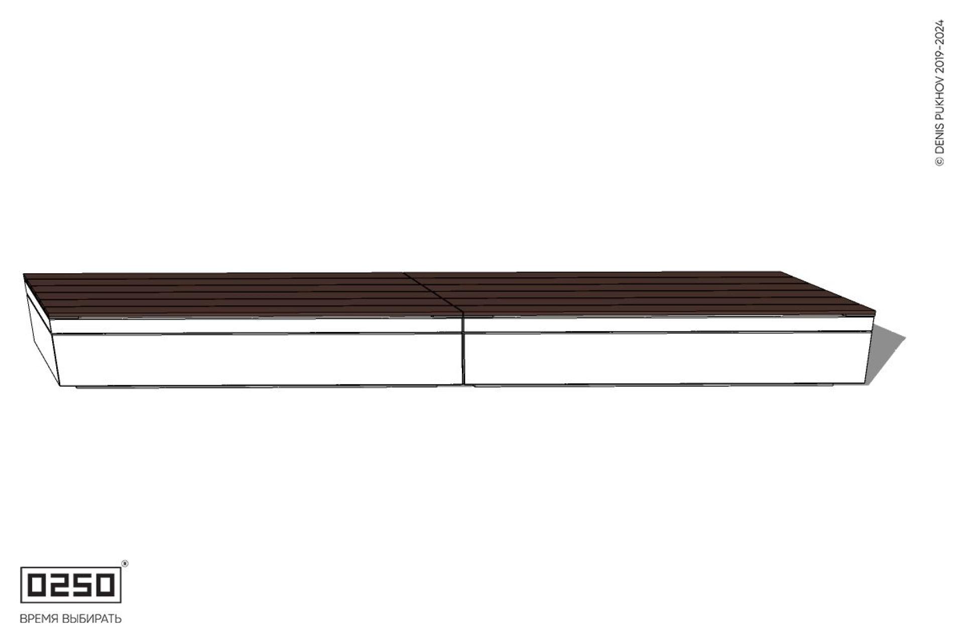 Уличная Скамейка параллелограммная левая двухсторонняя двухпролетная на блоке производство 0250