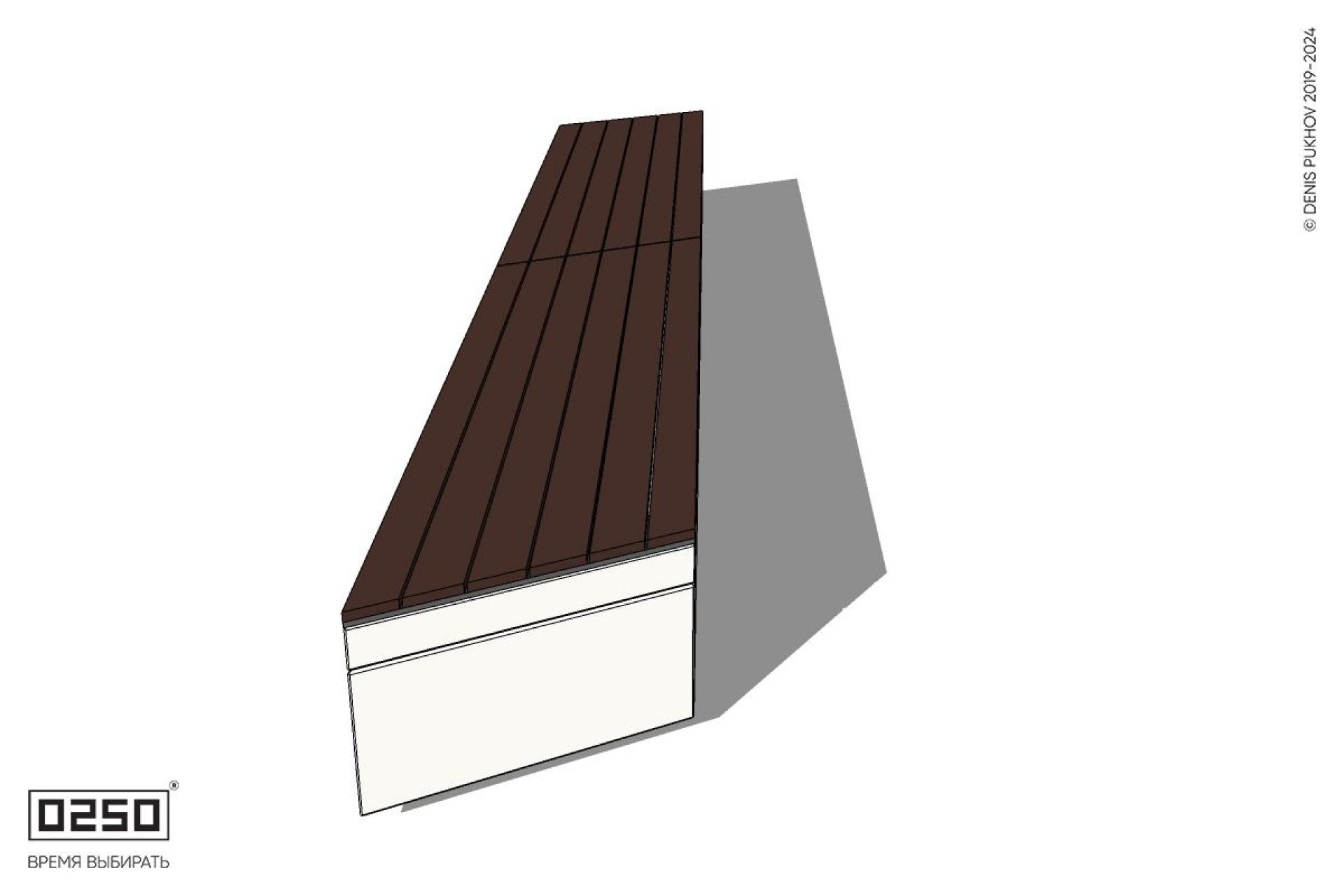 Уличная Скамейка параллелограммная левая двухсторонняя двухпролетная на блоке производство 0250