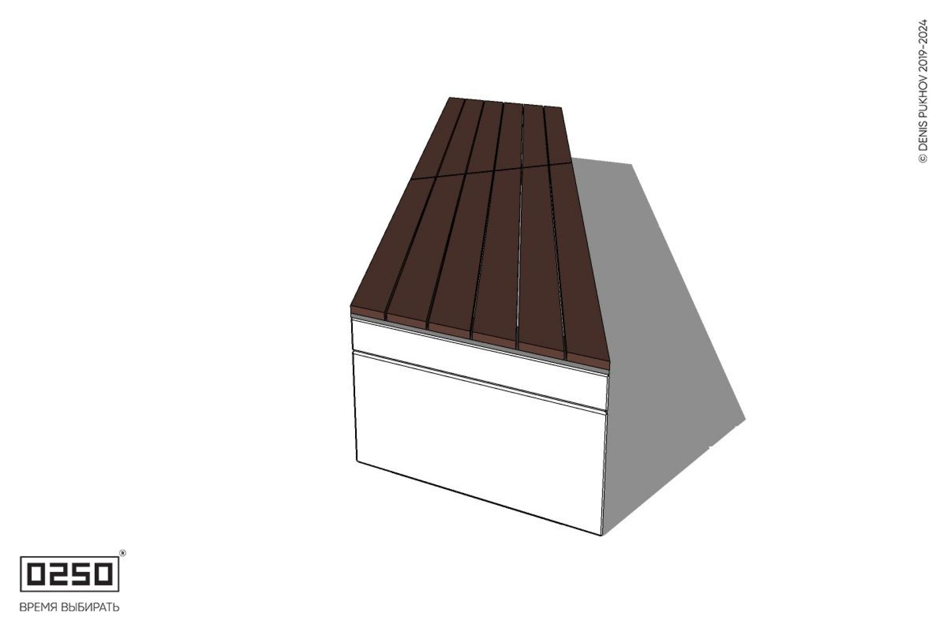 Уличная Скамейка параллелограммная правая двухпролетная укороченная на блоке производство 0250