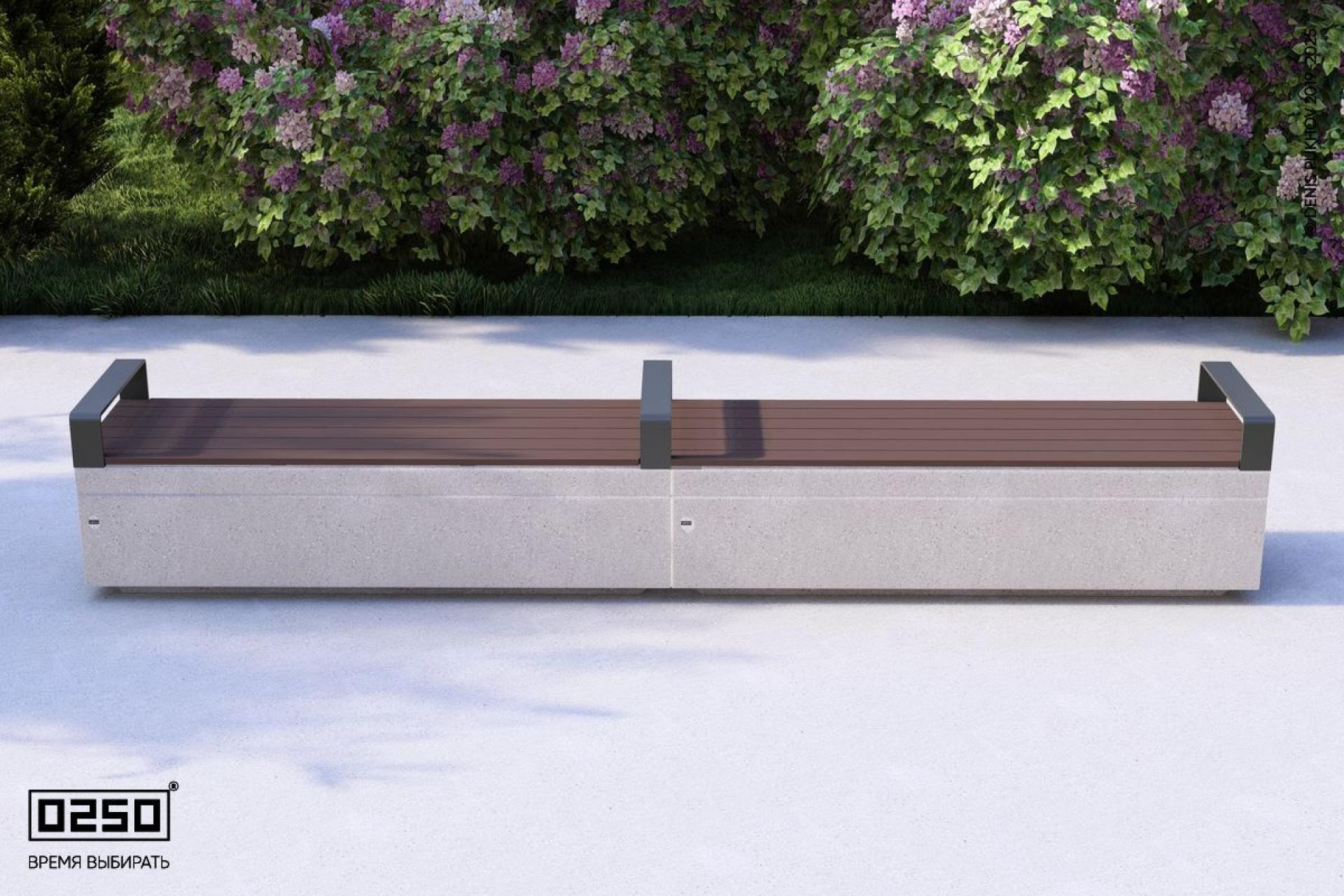 Визуализация: Модульная квадратная скамейка усеченная на блоке из ультрабетона серого цвета 