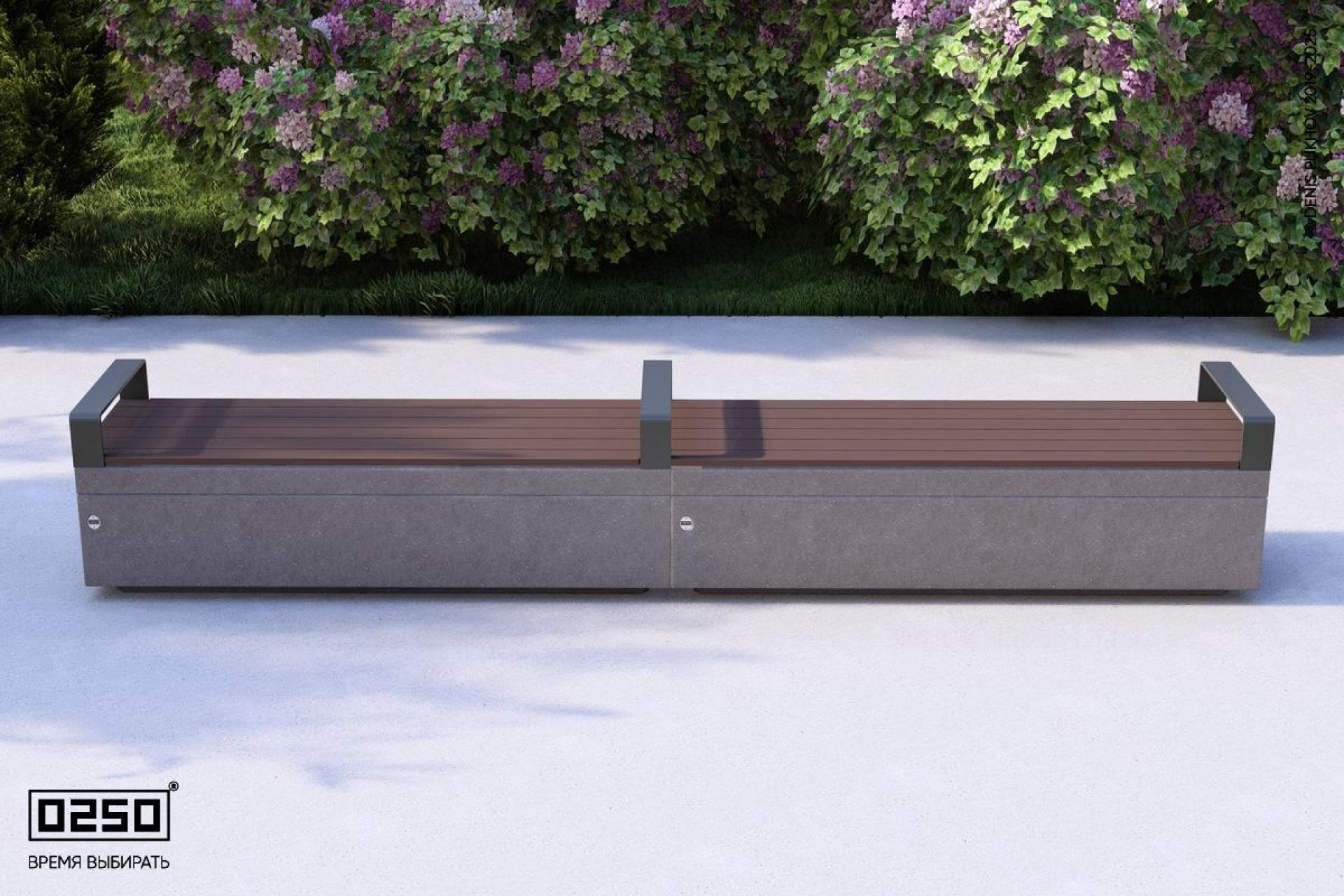 Визуализация: Модульная квадратная скамейка усеченная на блоке из ультрабетона черного цвета