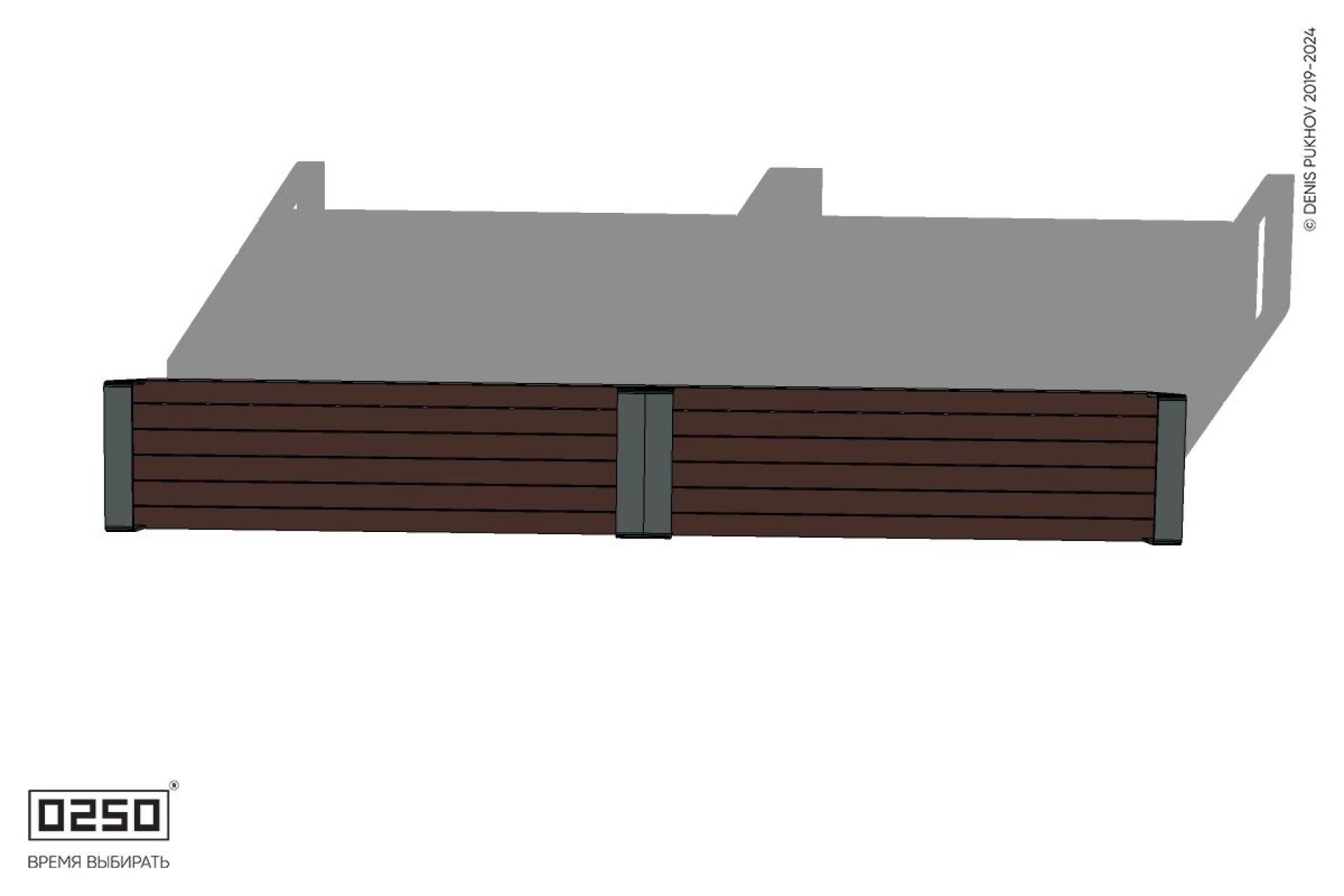 Уличная Скамейка двухпролетная с частыми подлокотниками на блоке производство 0250