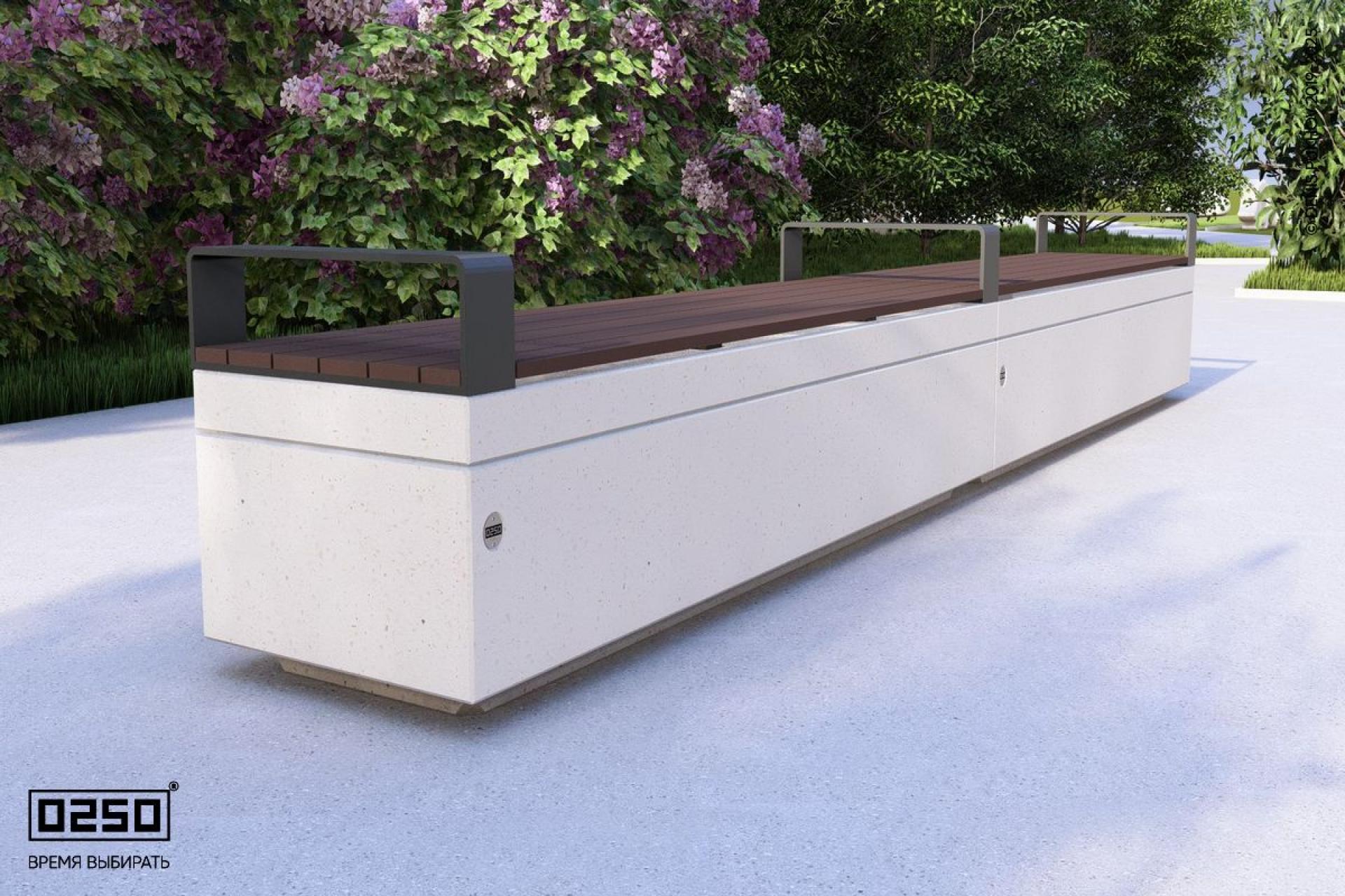 Уличная Скамейка двухпролетная с частыми подлокотниками на блоке производство 0250, module