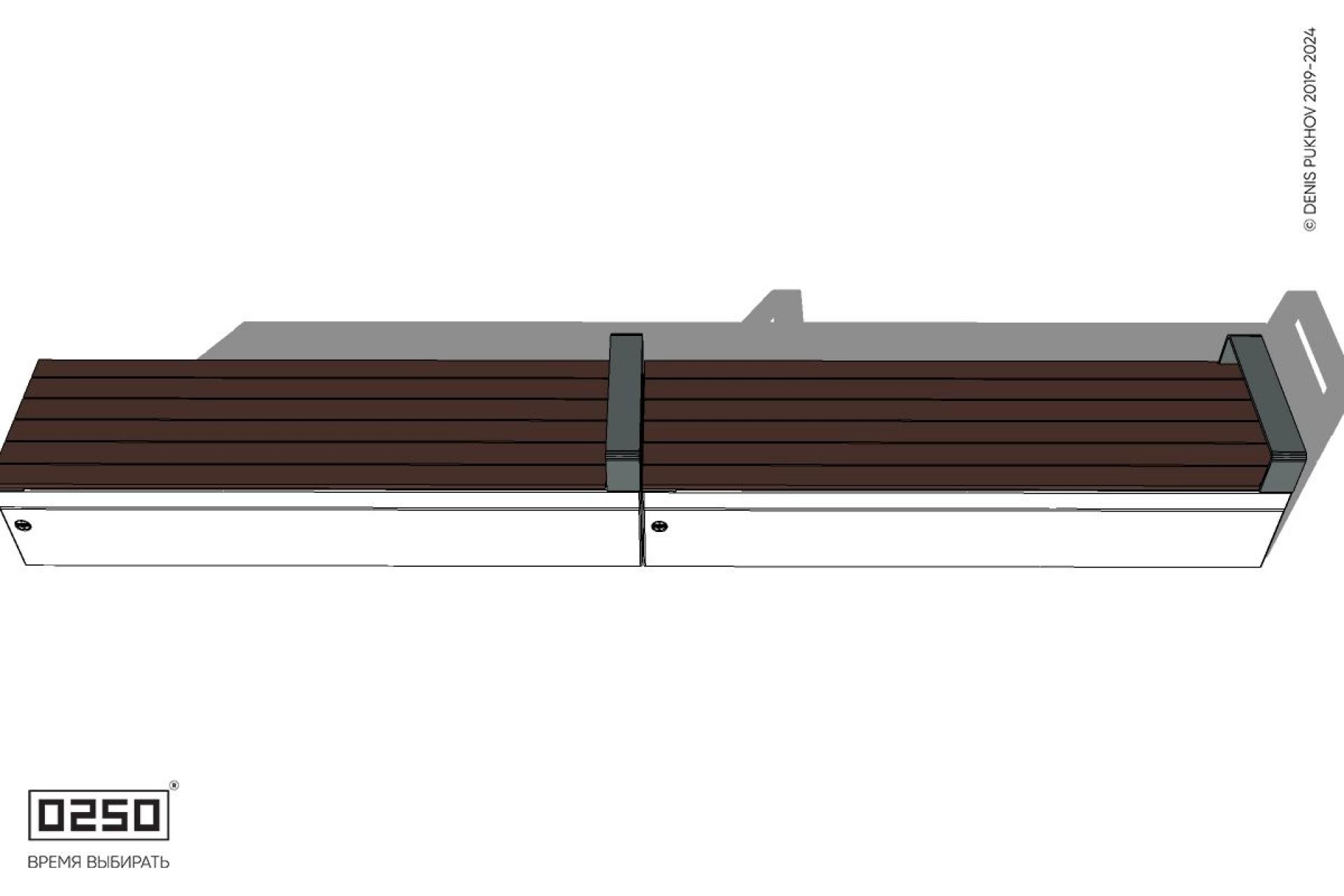 Уличная Скамейка двухпролетная с редкими подлокотниками на блоке производство 0250, module