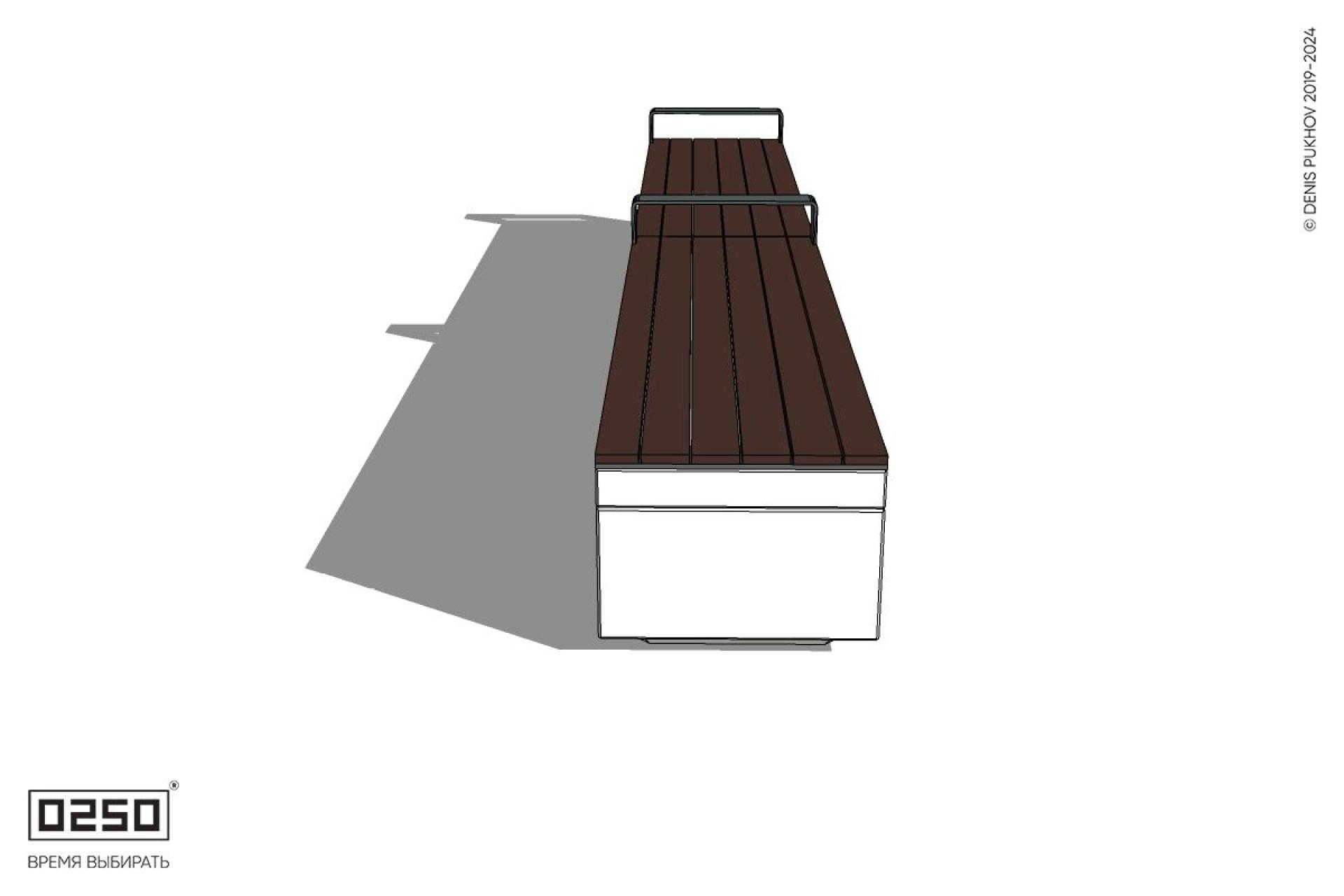 Уличная Скамейка двухпролетная с редкими подлокотниками на блоке производство 0250