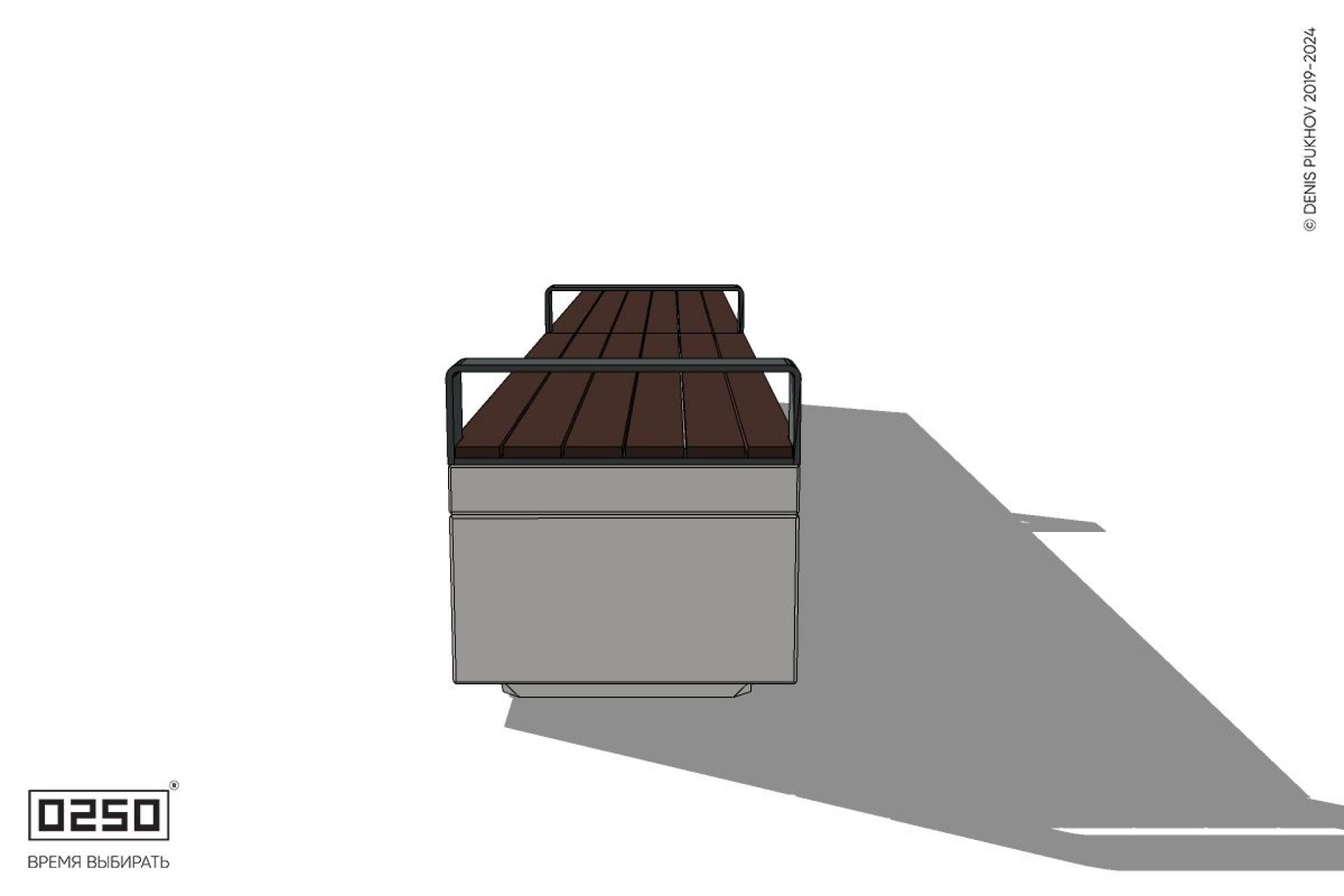 Уличная Скамейка двухпролетная с редкими подлокотниками на блоке производство 0250