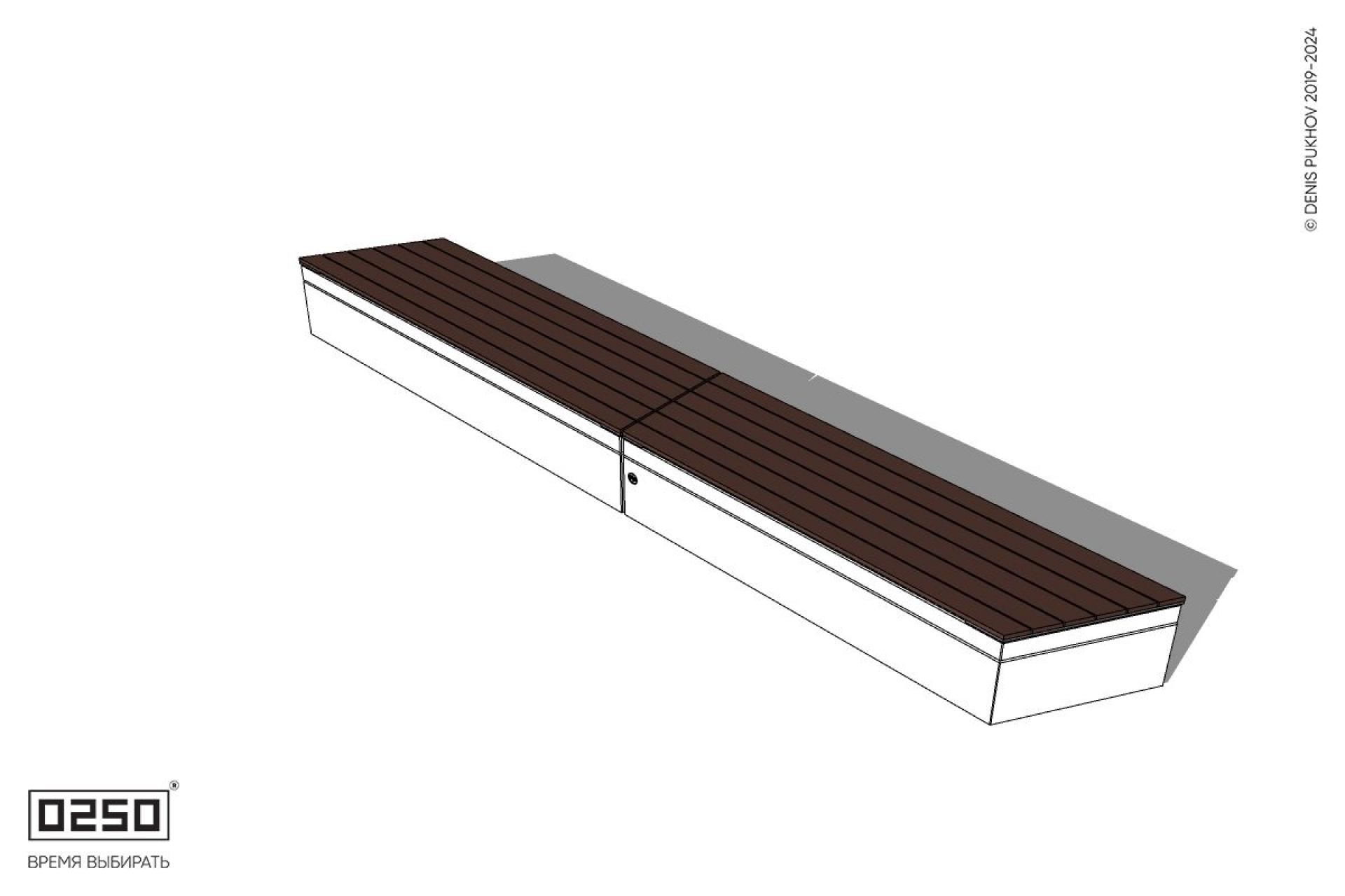 Уличная Скамейка параллелограммная правая двухпролетная укороченная на блоке производство 0250