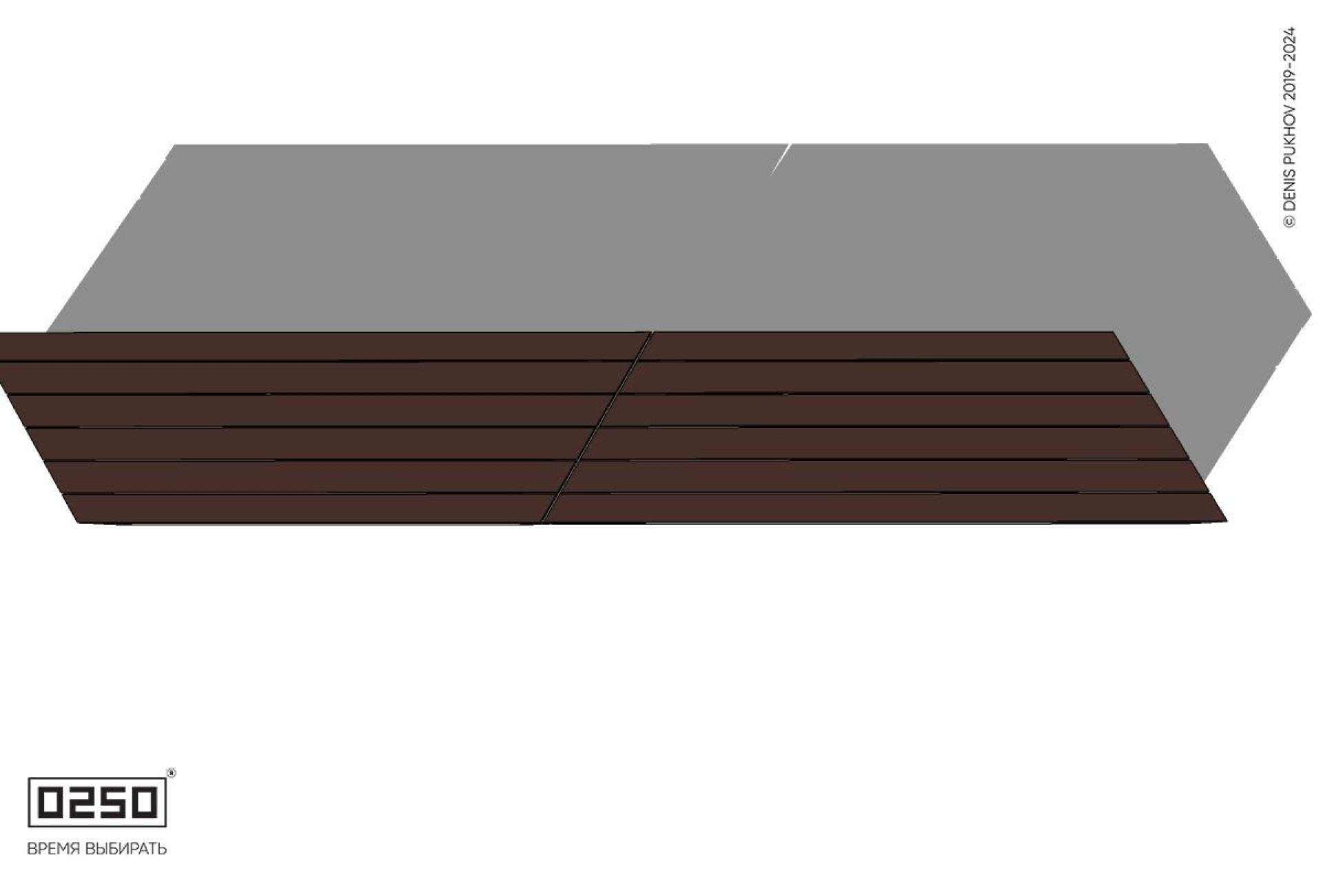 Скамейка параллелограммная правая двухпролетная укороченная на блоке Уличная Скамейка параллелограммная правая двухпролетная укороченная на блоке производство 0250, module