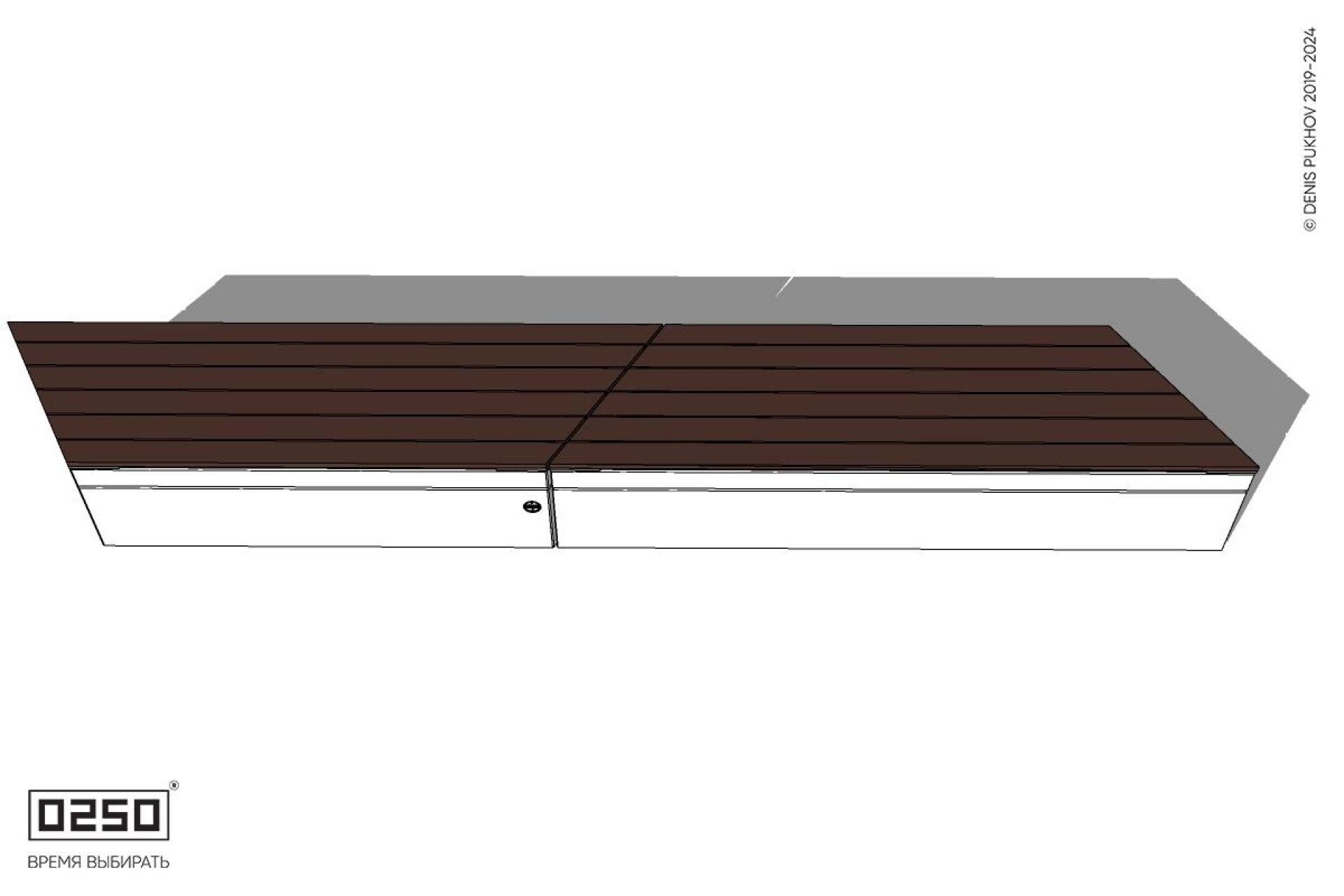 Уличная Скамейка параллелограммная правая двухпролетная укороченная на блоке производство 0250 Уличная Скамейка параллелограммная правая двухпролетная укороченная на блоке производство 0250