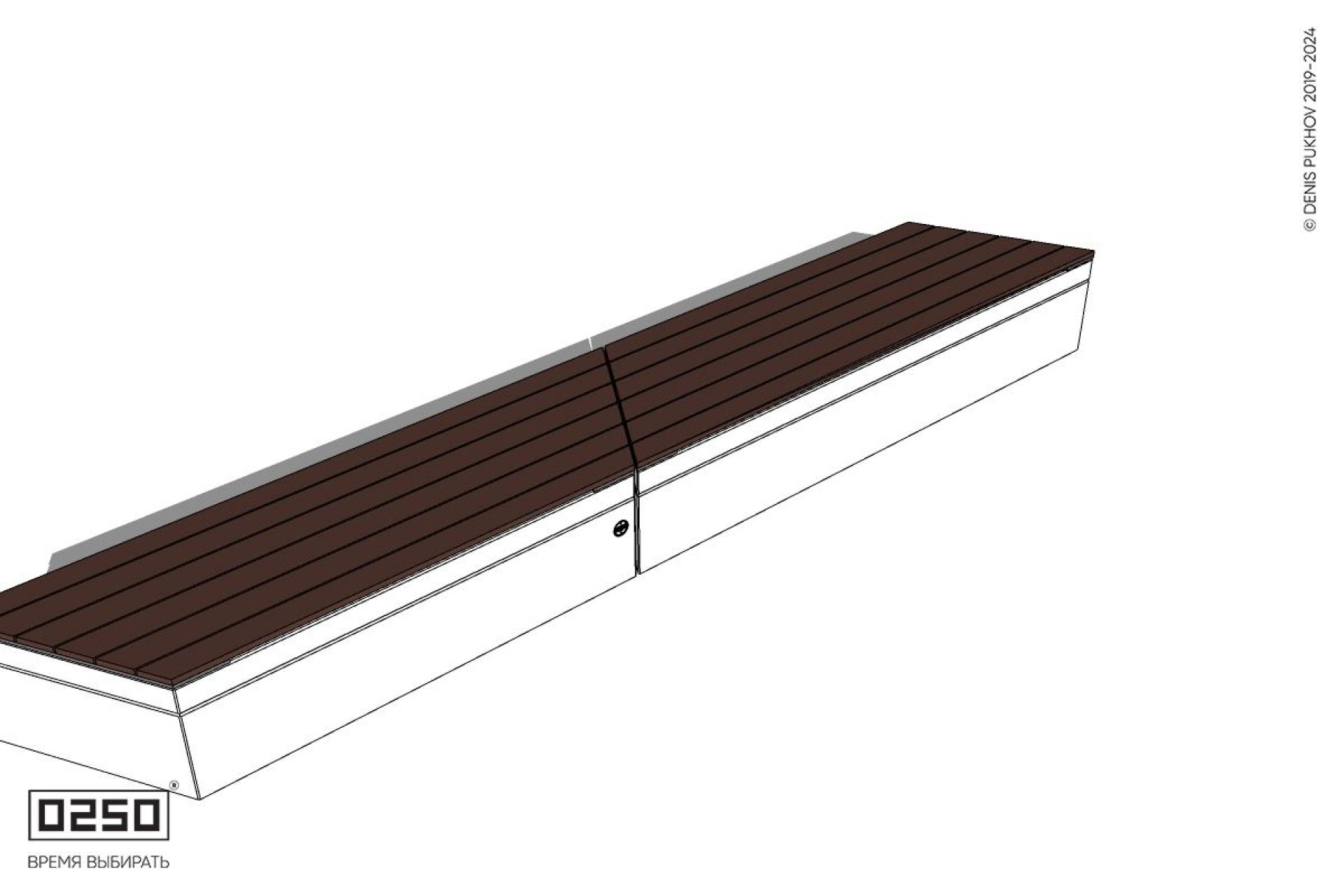Уличная Скамейка параллелограммная правая двухпролетная укороченная на блоке производство 0250 Уличная Скамейка параллелограммная правая двухпролетная укороченная на блоке производство 0250