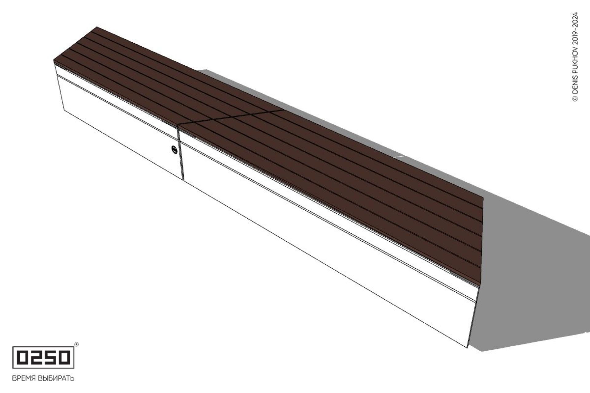 Уличная Скамейка параллелограммная правая двухпролетная укороченная на блоке производство 0250 Уличная Скамейка параллелограммная правая двухпролетная укороченная на блоке производство 0250