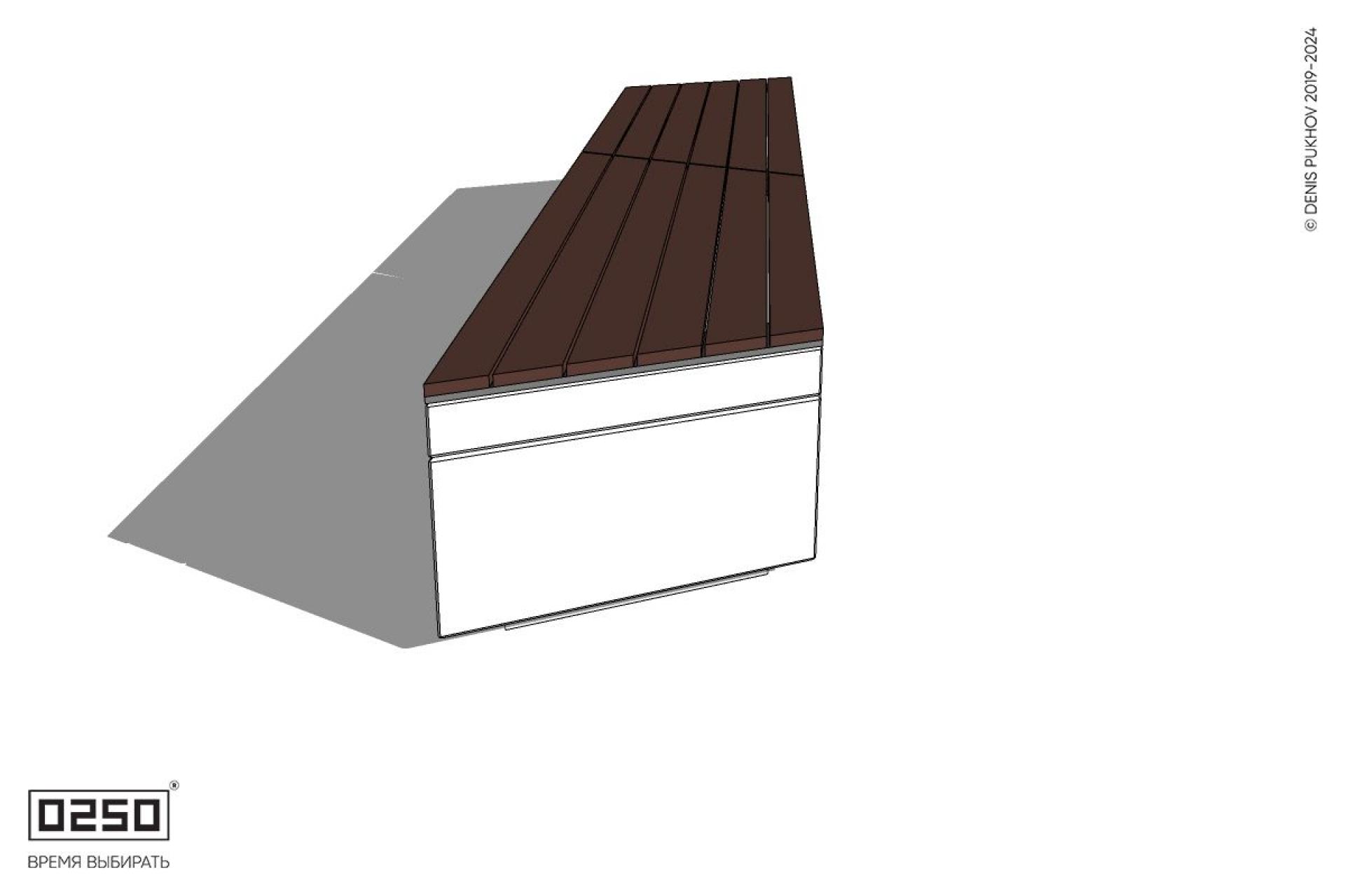 Уличная Скамейка параллелограммная правая двухпролетная укороченная на блоке производство 0250 Уличная Скамейка параллелограммная правая двухпролетная укороченная на блоке производство 0250