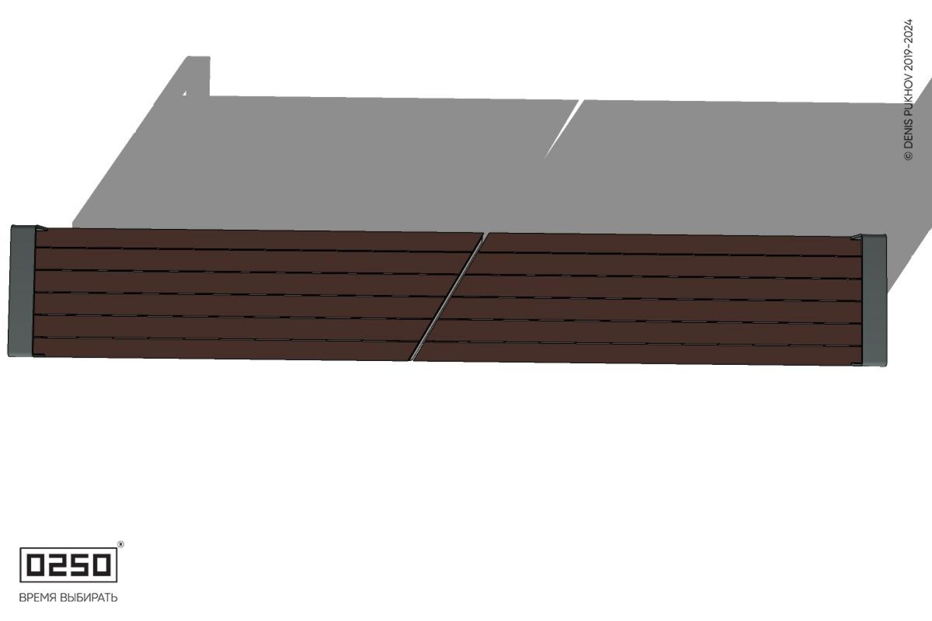 Уличная Скамейка двухпролетная укороченная с боковыми подлокотниками на блоке производство 0250, module