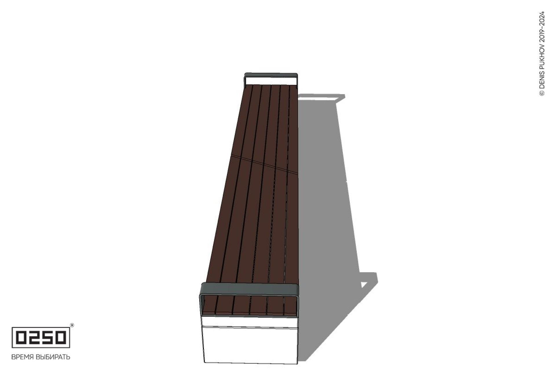 Уличная Скамейка двухпролетная укороченная с боковыми подлокотниками на блоке производство 0250