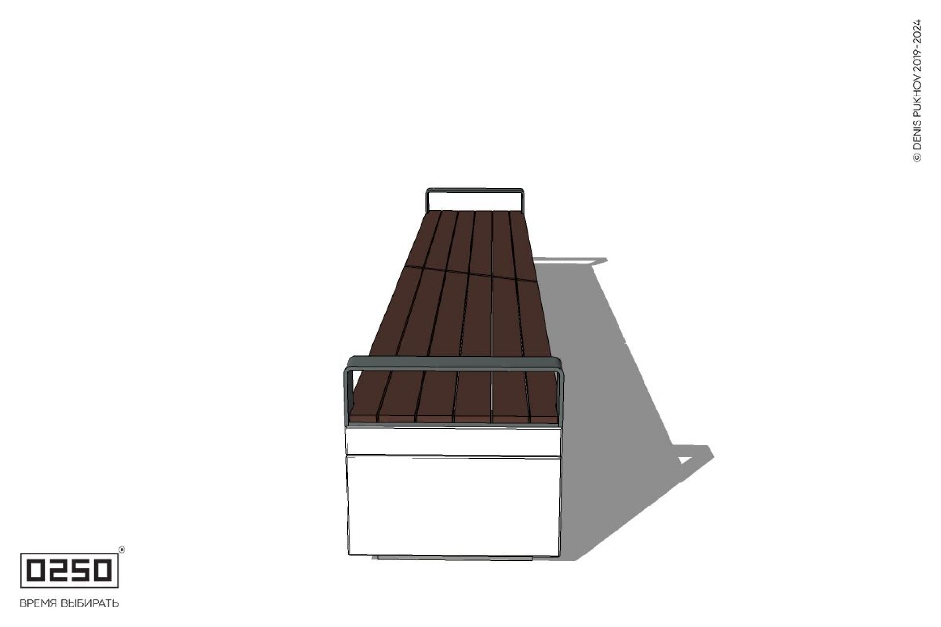 Уличная Скамейка двухпролетная укороченная с боковыми подлокотниками на блоке производство 0250