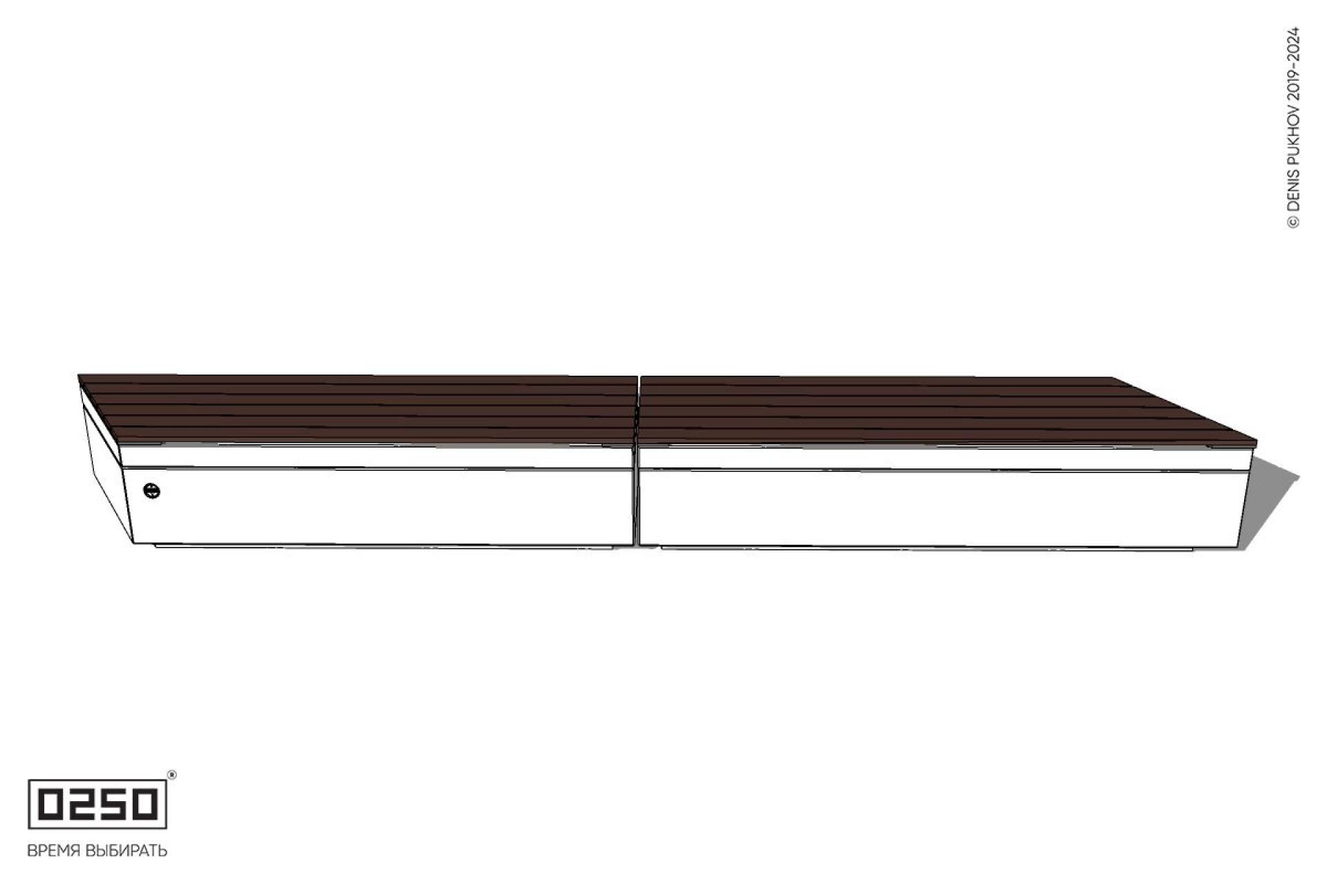 Уличная Скамейка параллелограммная левая двухпролетная укороченная на блоке производство 0250