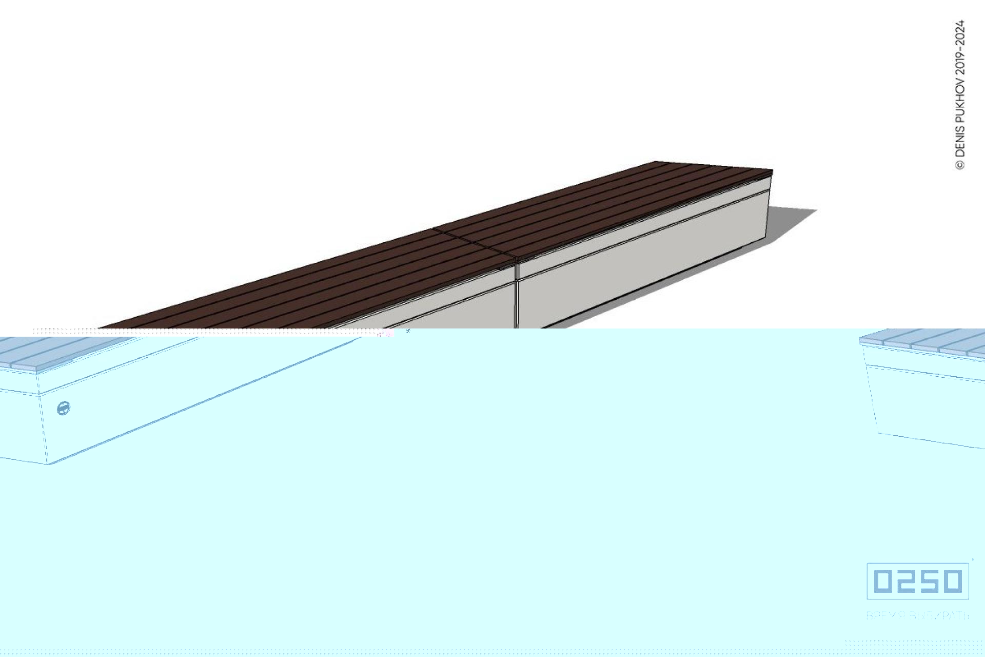 Уличная Скамейка параллелограммная левая двухпролетная укороченная на блоке производство 0250