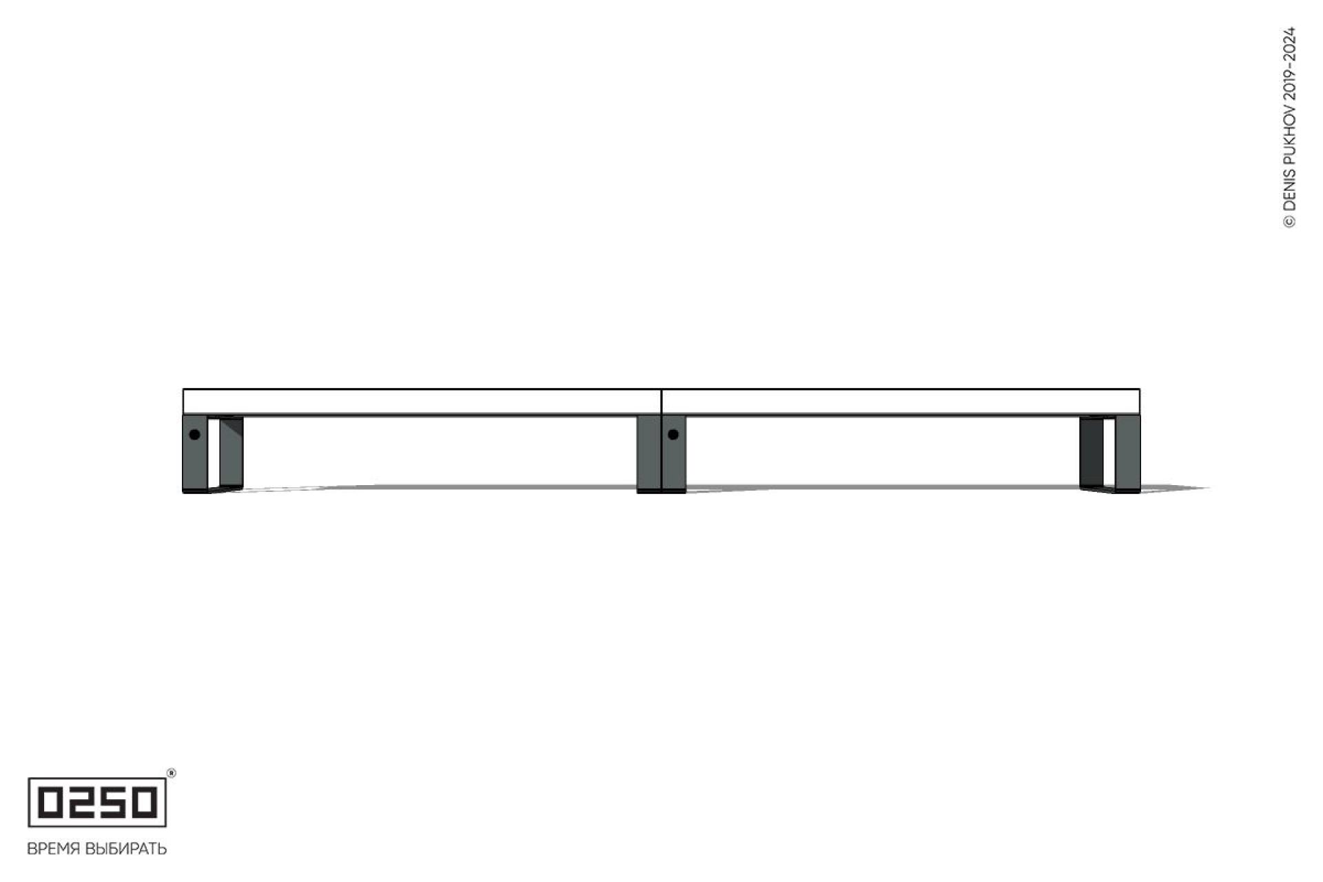 Уличная Бетонная двухпролетная скамейка на ножках производство 0250 Уличная Бетонная двухпролетная скамейка на ножках производство 0250