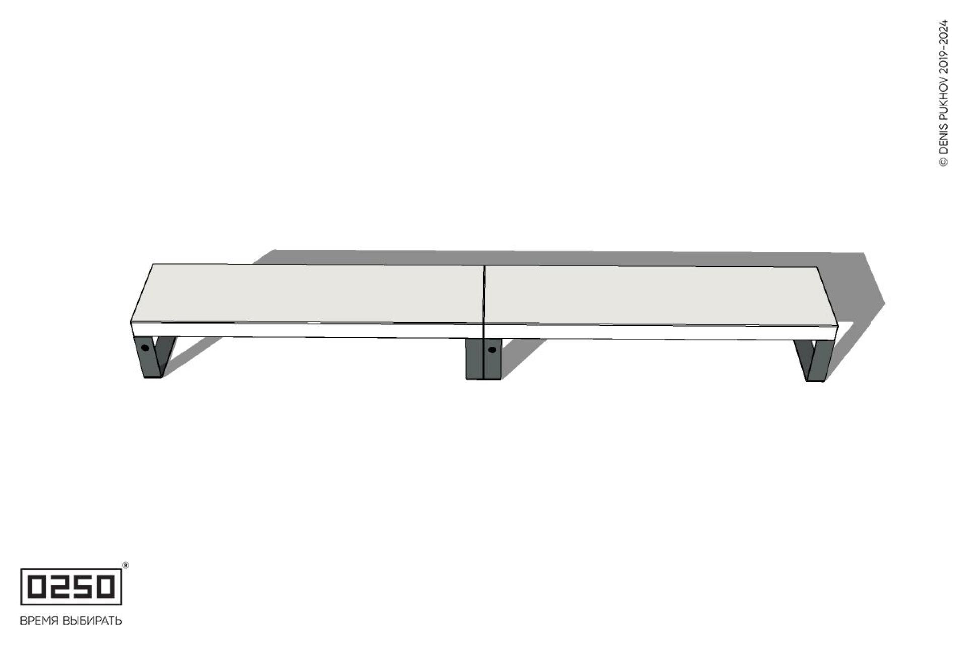 Уличная Бетонная двухпролетная скамейка на ножках производство 0250 Уличная Бетонная двухпролетная скамейка на ножках производство 0250