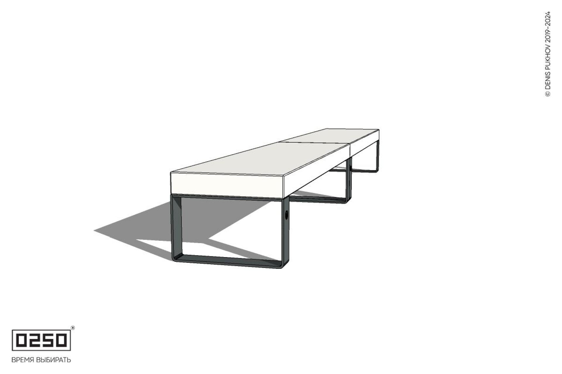 Уличная Бетонная двухпролетная скамейка на ножках производство 0250 Уличная Бетонная двухпролетная скамейка на ножках производство 0250