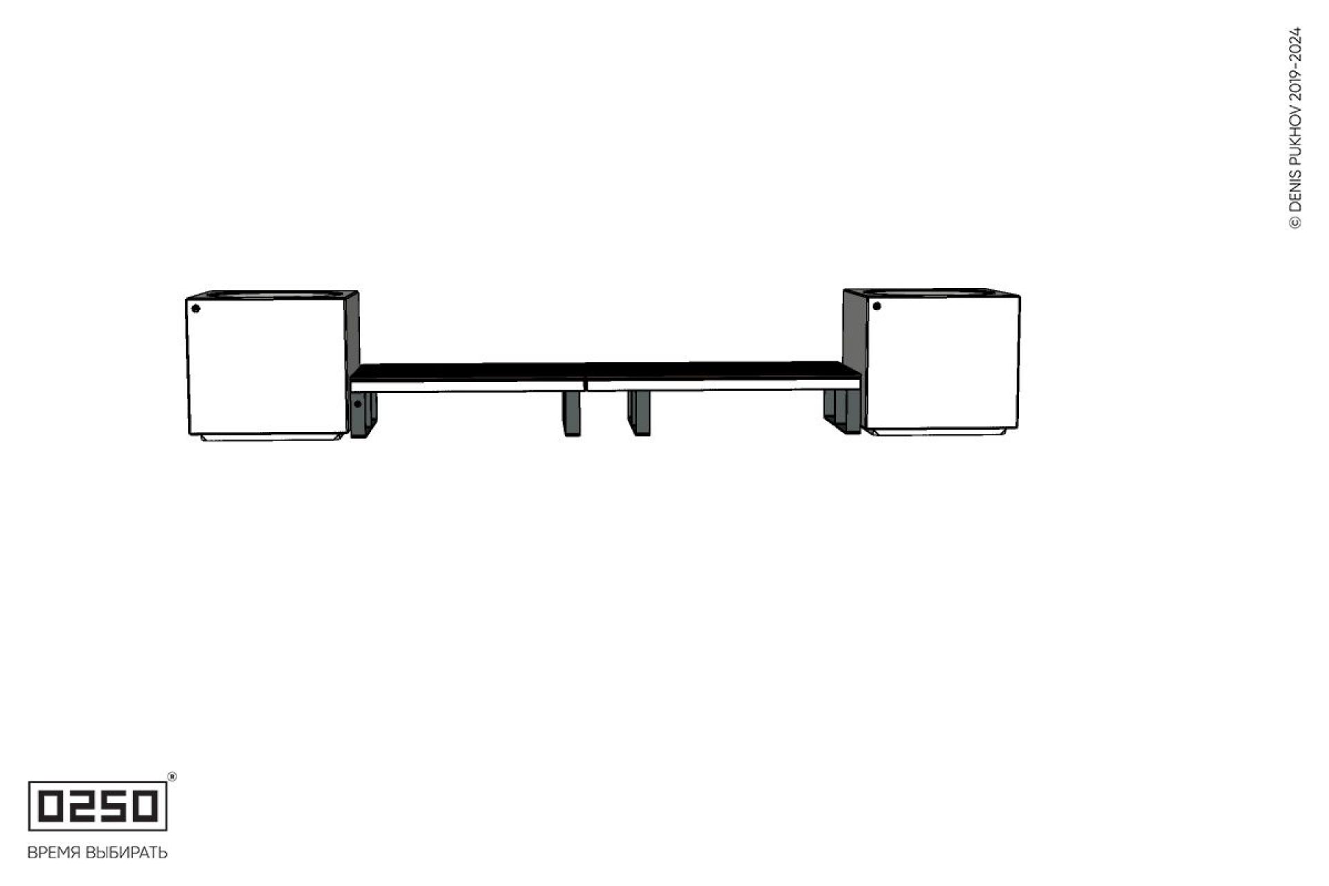 Уличная Скамейка двухсторонняя двухпролетная укороченная на ножках с вазонами Кубэ 1100 производство 0250 Уличная Скамейка двухсторонняя двухпролетная укороченная на ножках с вазонами Кубэ 1100 производство 0250