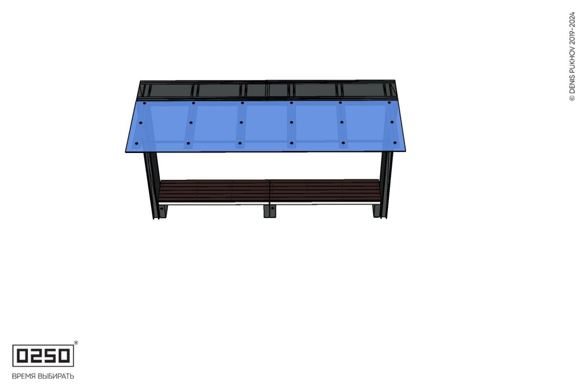 Уличная Скамейка двухпролетная на ножках с козырьком Портал производство 0250 Уличная Скамейка двухпролетная на ножках с козырьком Портал производство 0250