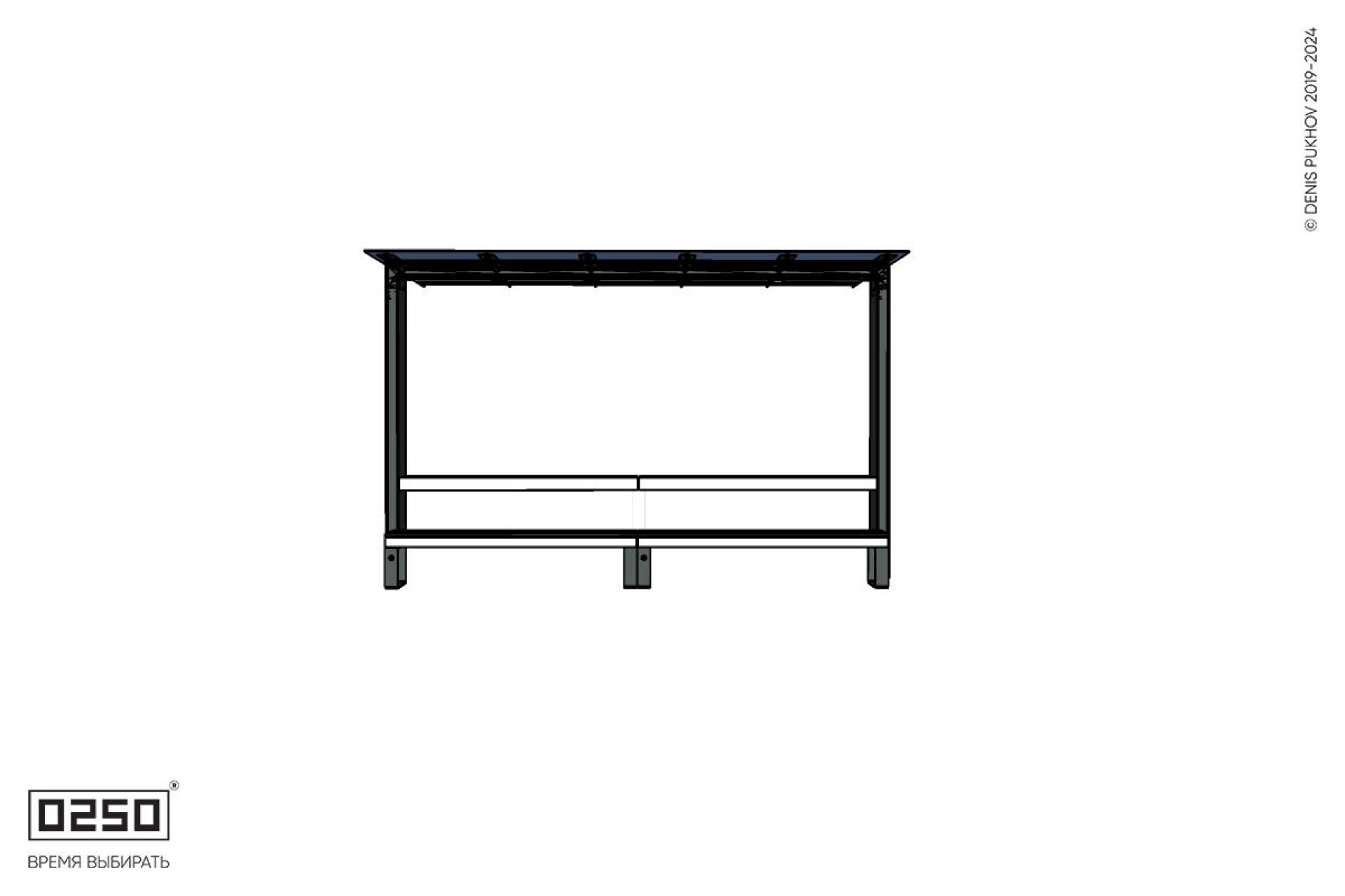 Скамейка двухпролетная на ножках с навесом Портал со столом Уличная Скамейка двухпролетная на ножках с навесом Портал со столом производство 0250, modul+