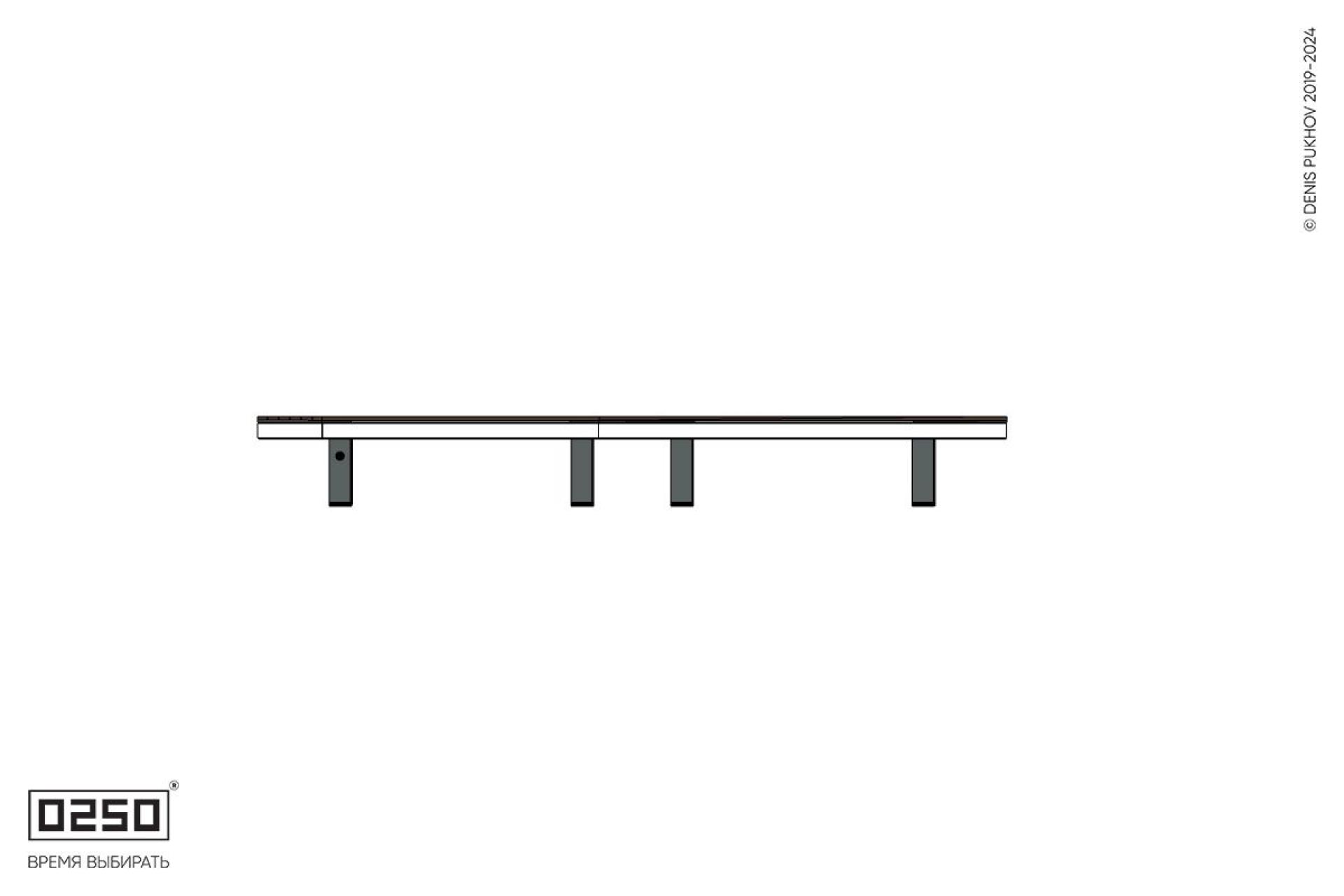 Уличная Скамейка двухпролетная параллелограммная левая укороченная на ножках производство 0250