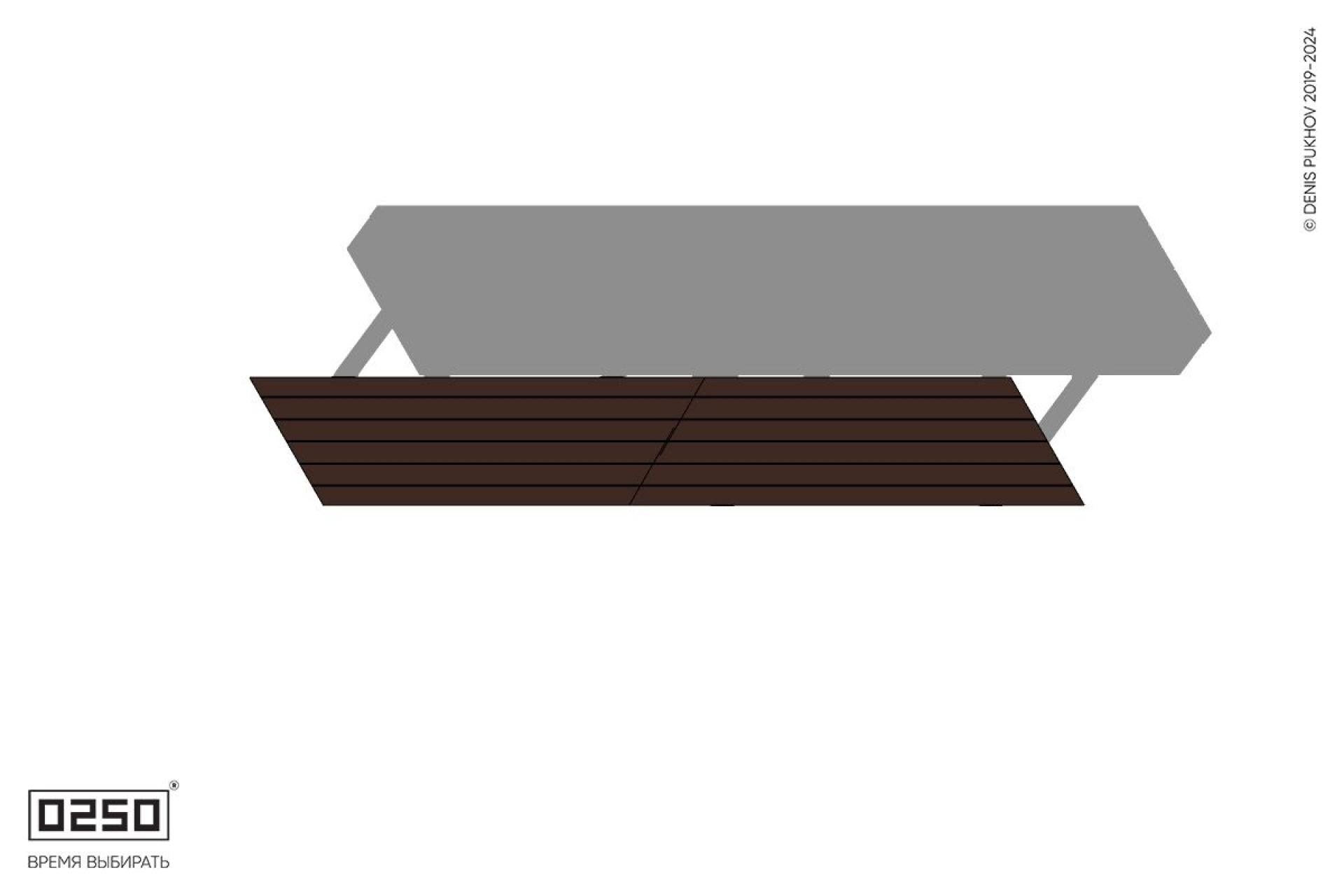 Уличная Скамейка двухпролетная параллелограммная левая укороченная на ножках производство 0250, module