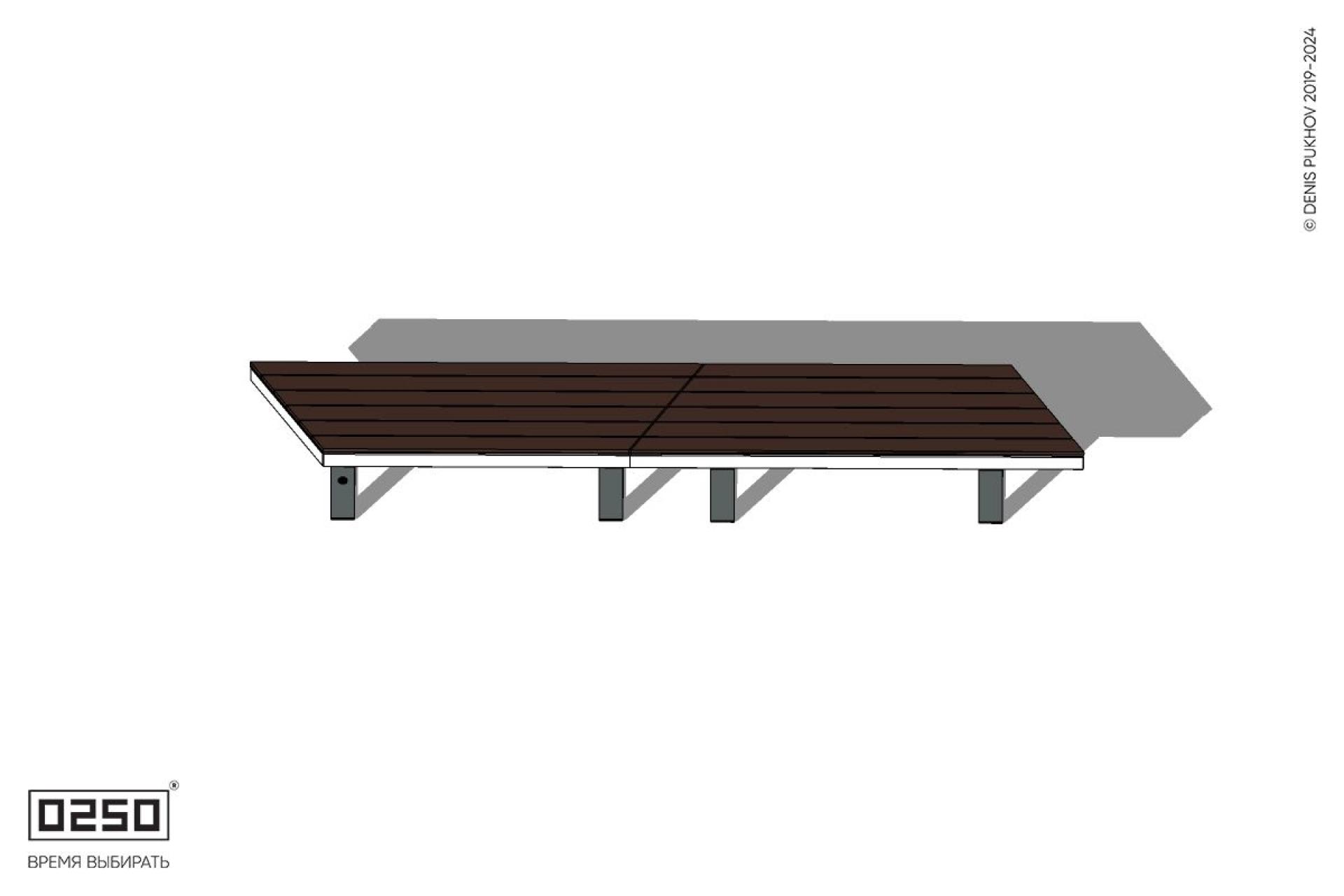 Уличная Скамейка двухпролетная параллелограммная левая укороченная на ножках производство 0250