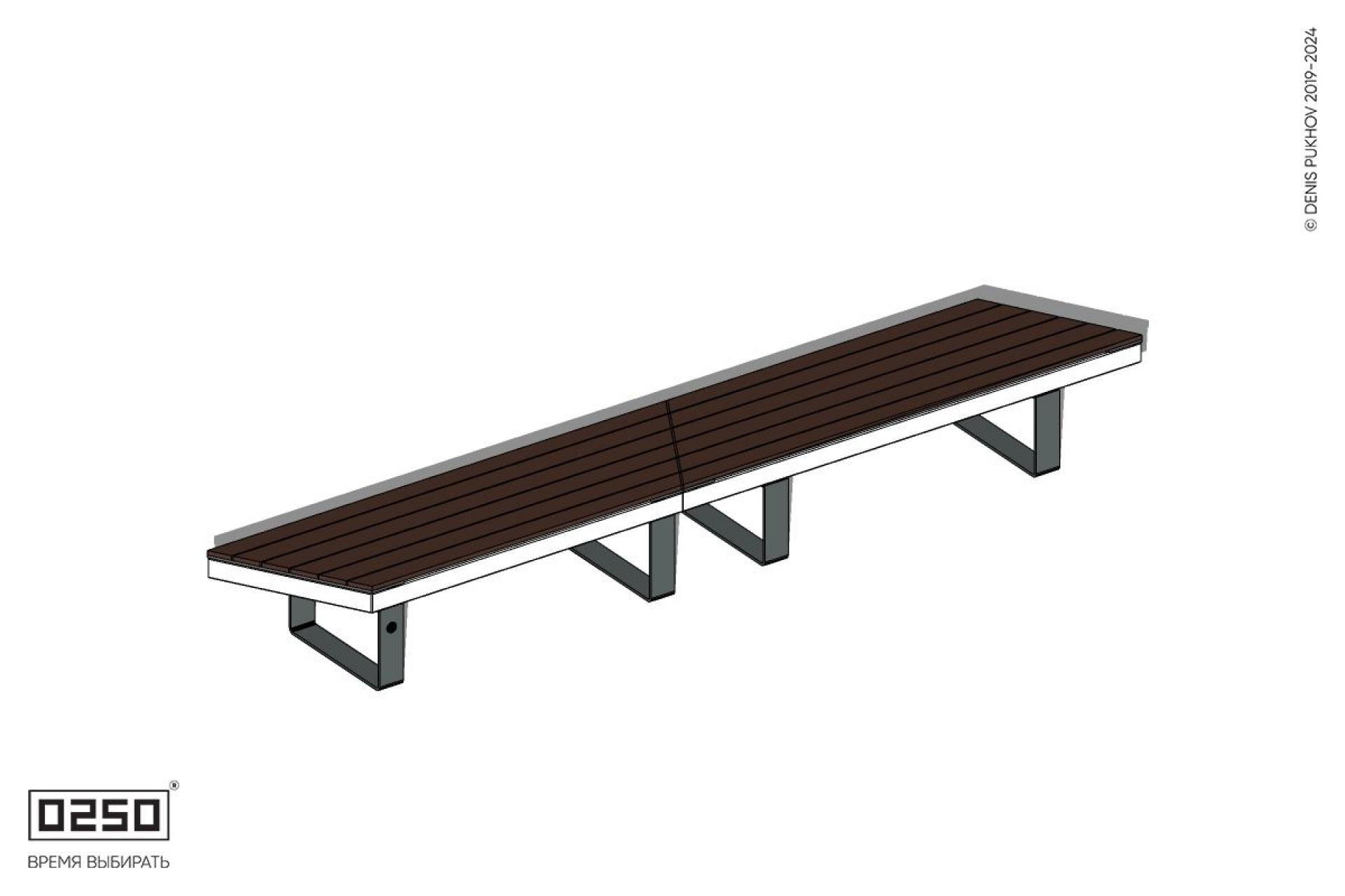 Уличная Скамейка двухпролетная параллелограммная левая укороченная на ножках производство 0250