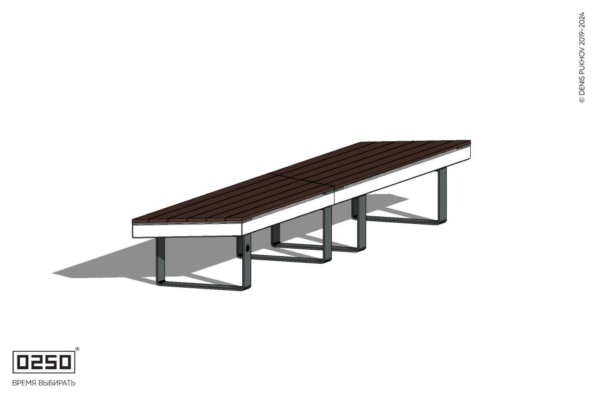 Уличная Скамейка двухпролетная параллелограммная левая укороченная на ножках производство 0250