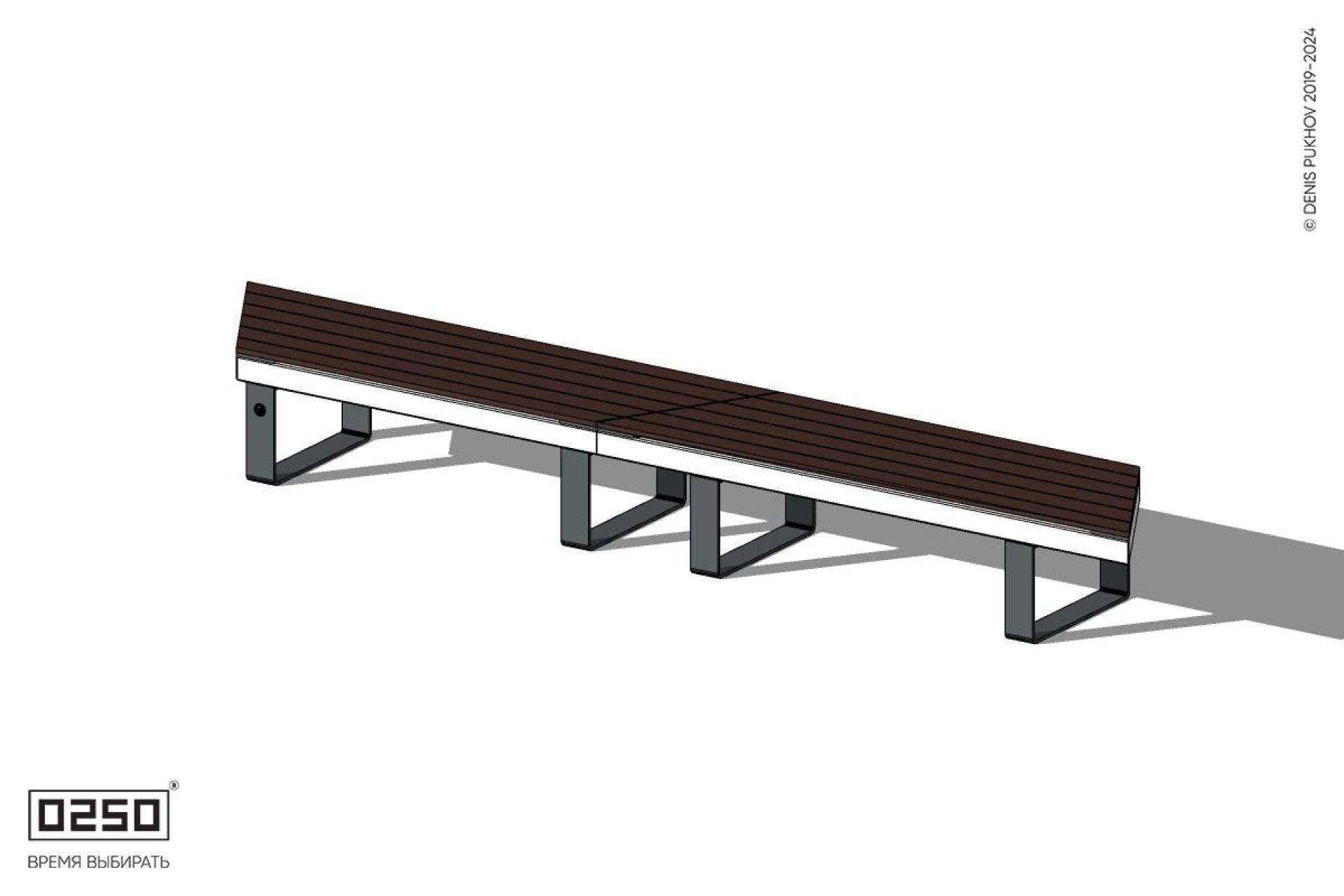 Уличная Скамейка двухпролетная параллелограммная левая укороченная на ножках производство 0250