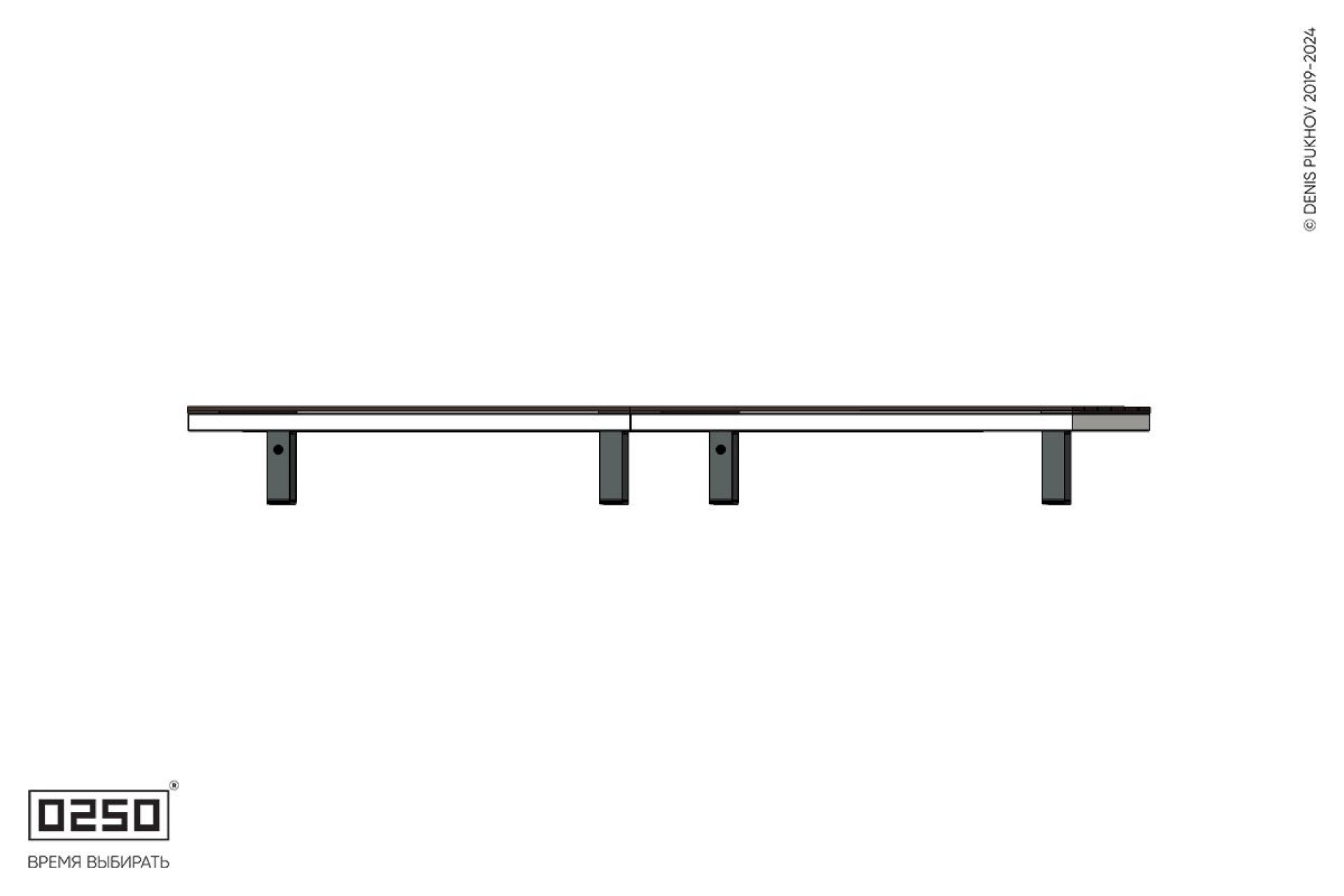 Уличная Скамейка параллелограммная правая двухпролетная на ножках производство 0250