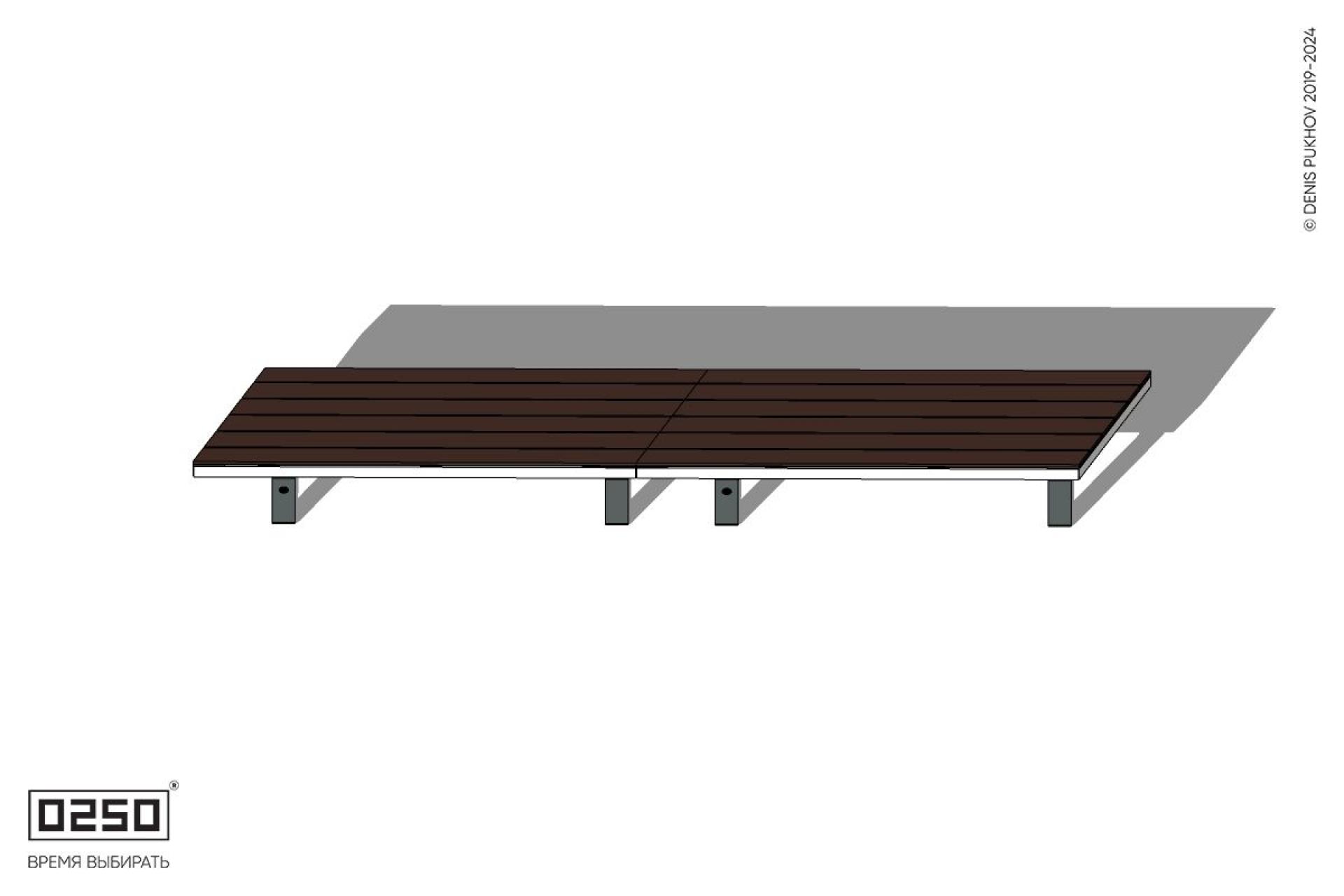 Уличная Скамейка параллелограммная правая двухпролетная на ножках производство 0250