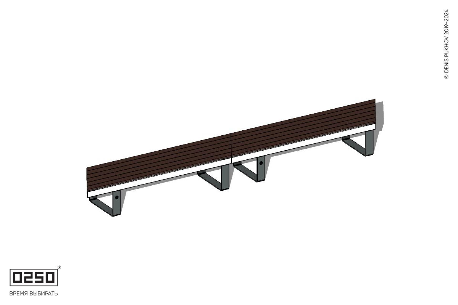 Уличная Скамейка параллелограммная правая двухпролетная на ножках производство 0250