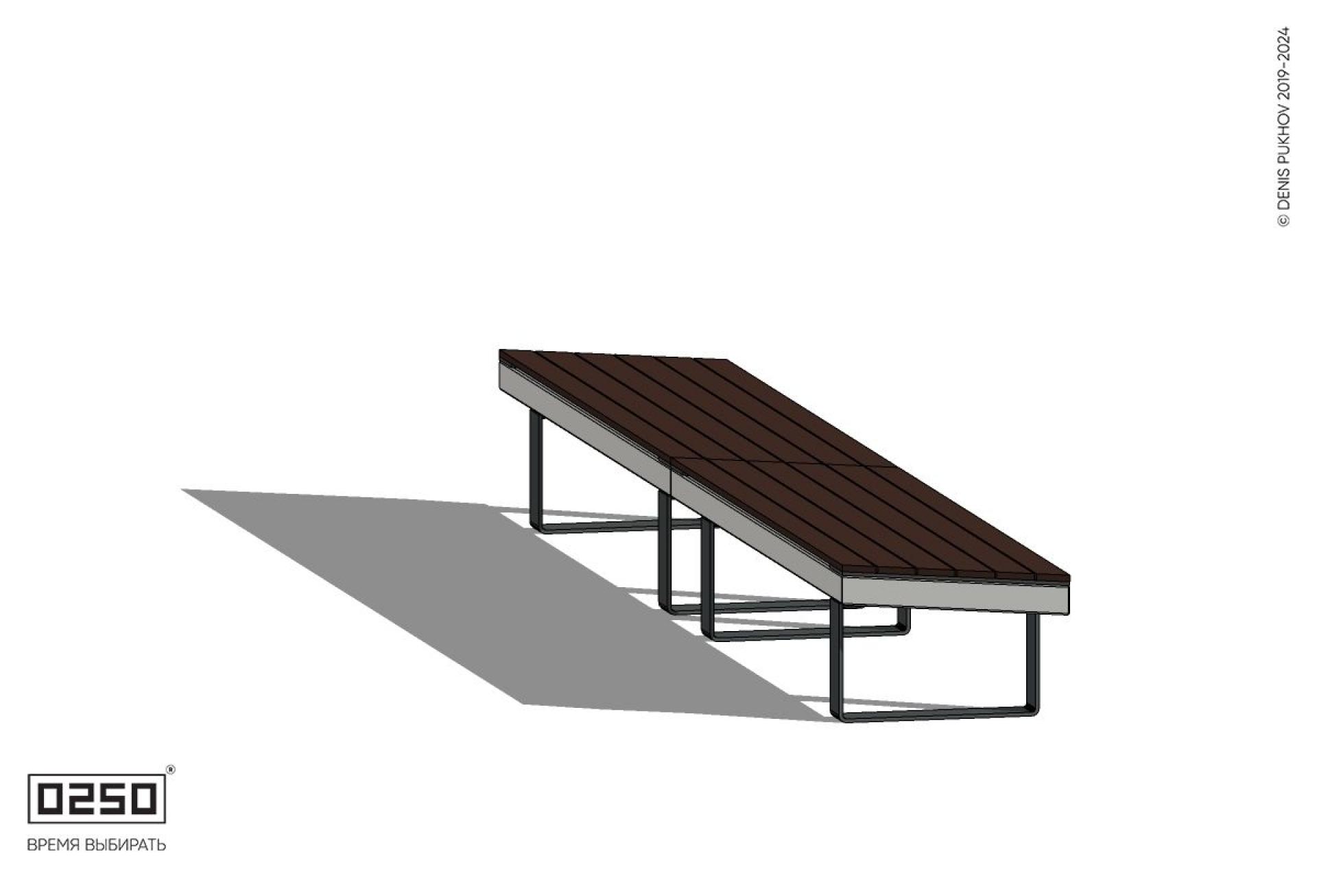 Уличная Скамейка параллелограммная правая двухпролетная на ножках производство 0250