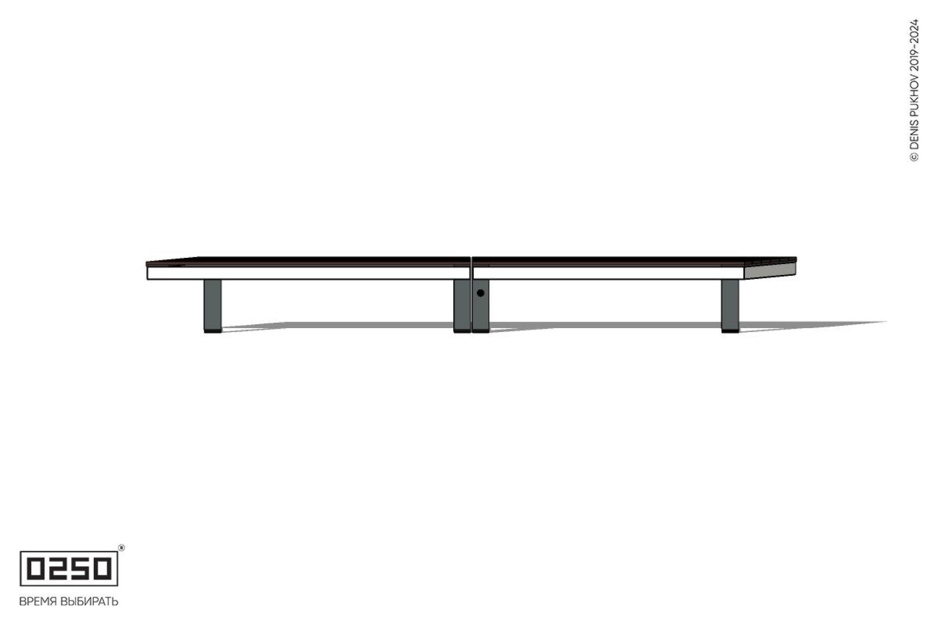 Уличная Скамейка параллелограммная правая двухпролетная укороченная на ножках производство 0250