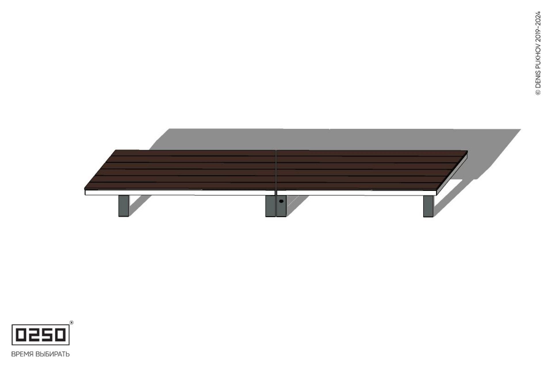 Уличная Скамейка параллелограммная правая двухпролетная укороченная на ножках производство 0250
