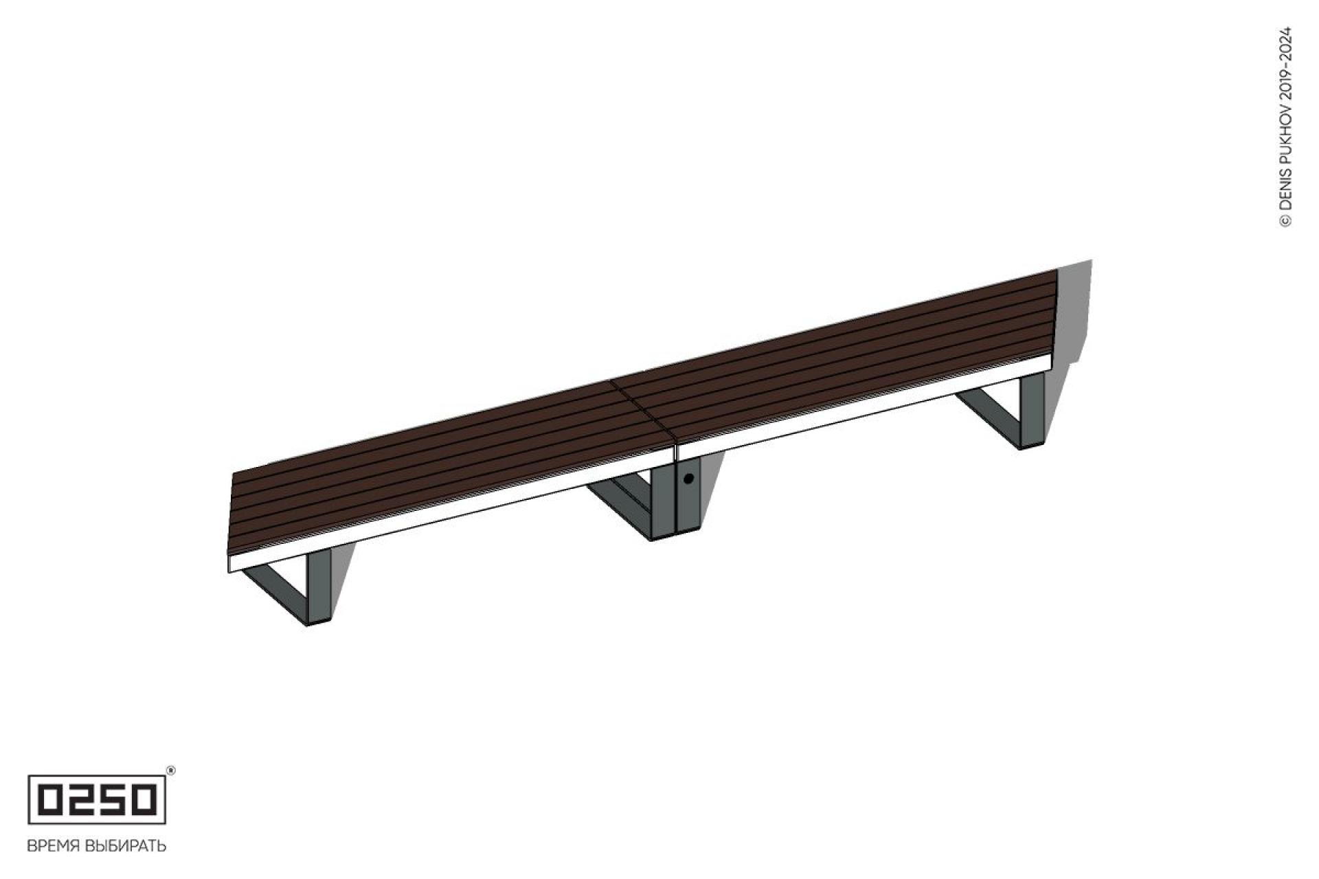 Уличная Скамейка параллелограммная правая двухпролетная укороченная на ножках производство 0250