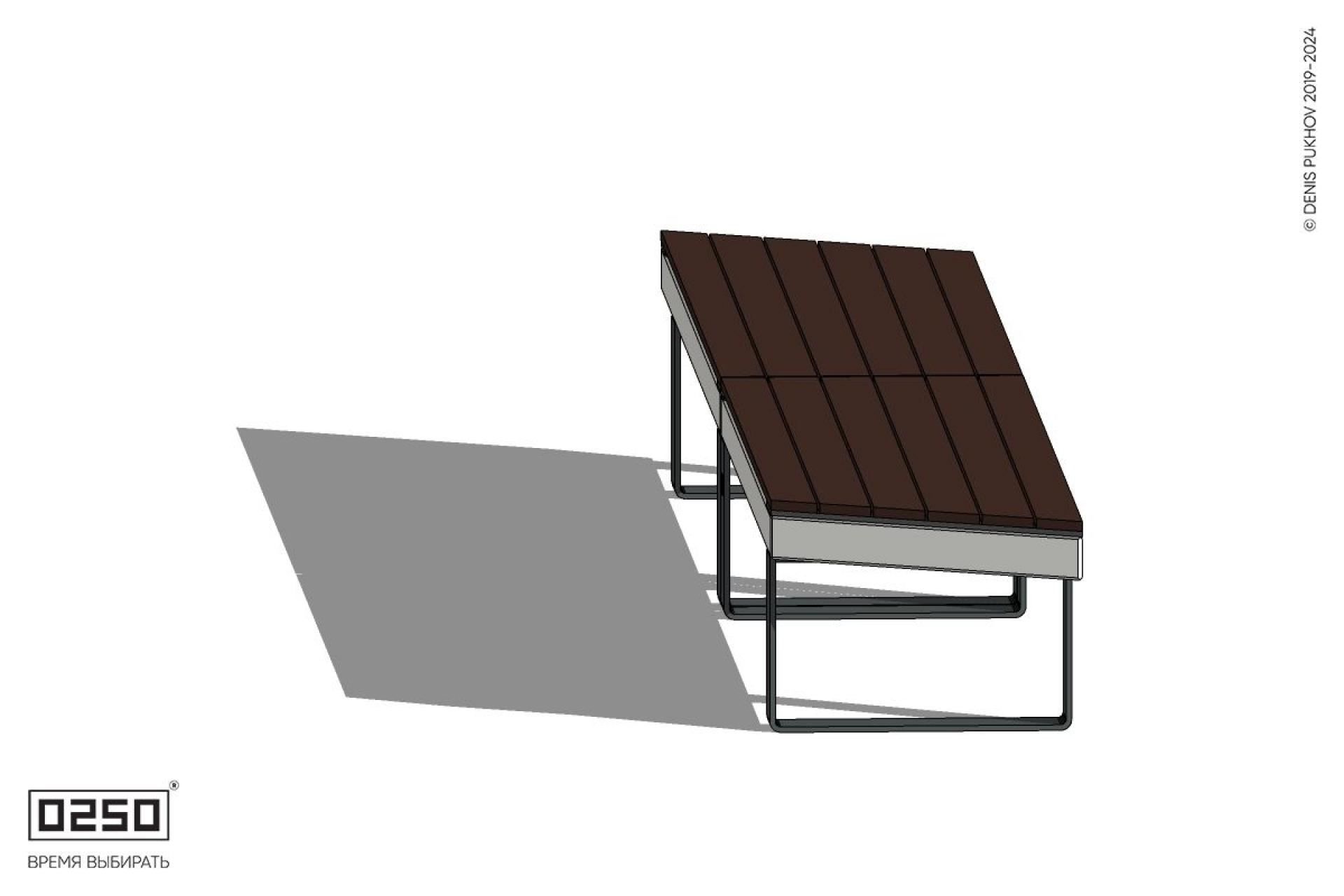 Уличная Скамейка параллелограммная правая двухпролетная укороченная на ножках производство 0250